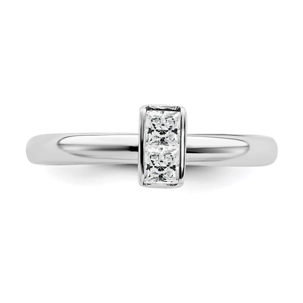 Sterling Silver Black Bow Stackable Ring with White Topaz for Daily Wear