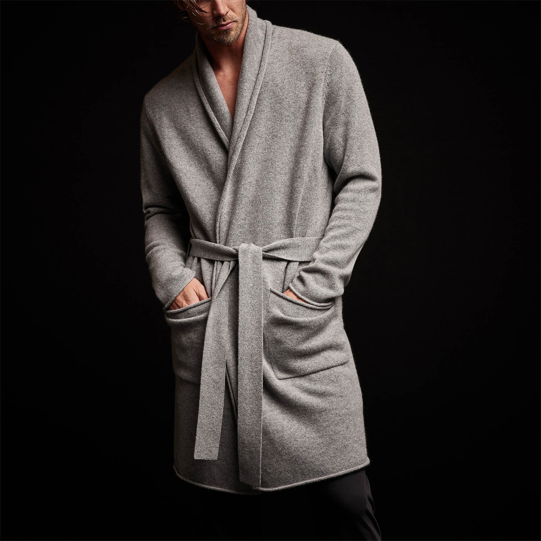 Eco-Friendly Recycled Cashmere Robe - Soft Heather Grey Womens Loungewear for Cozy Evenings & Spa Days