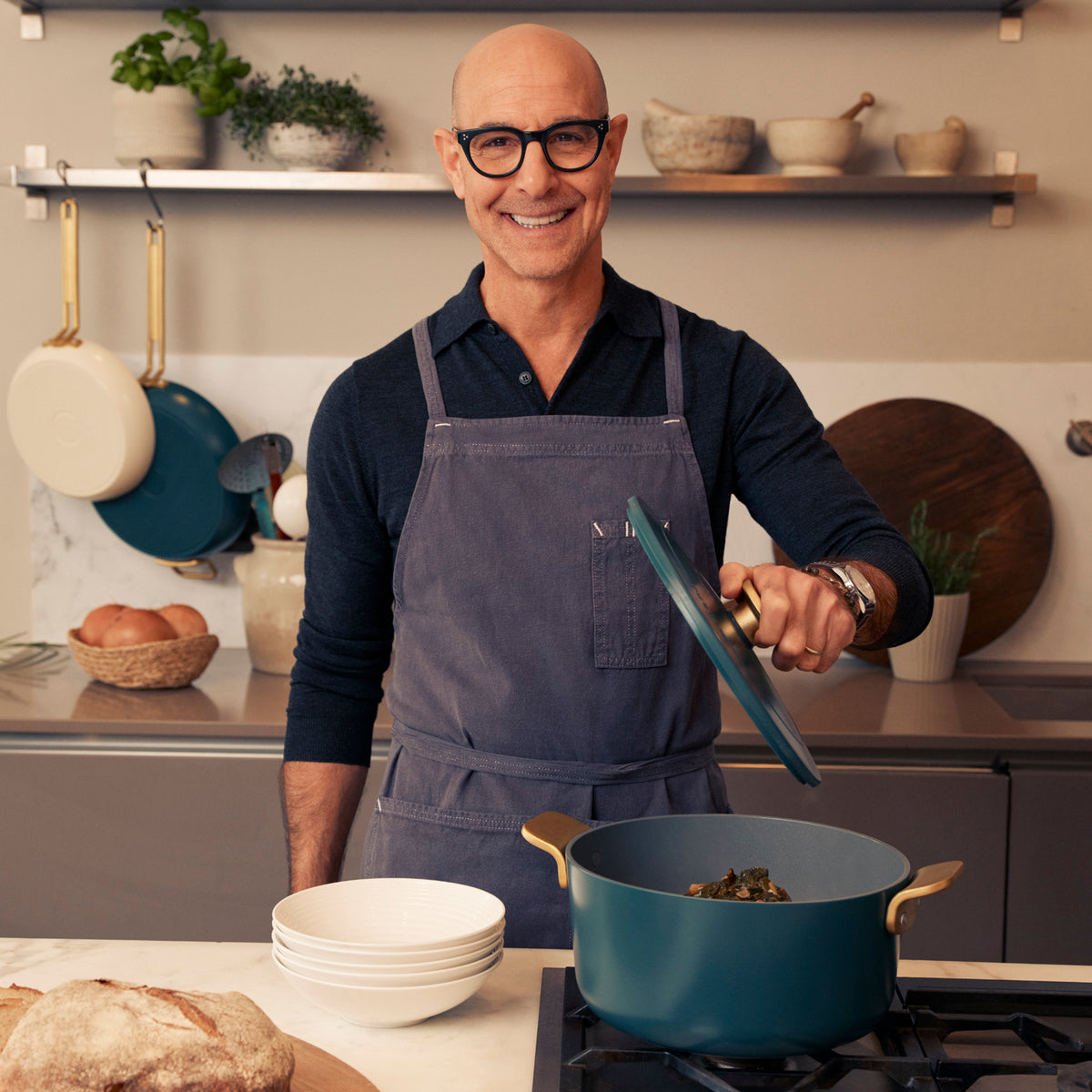Stanley Tucci™ 6.5 Quart Ceramic Nonstick Dutch Oven with Lid - Venetian Teal | Heavy Duty Cast Iron Pot for Baking, Roasting & Slow Cooking | Oven & Stovetop Safe Up to 500°F