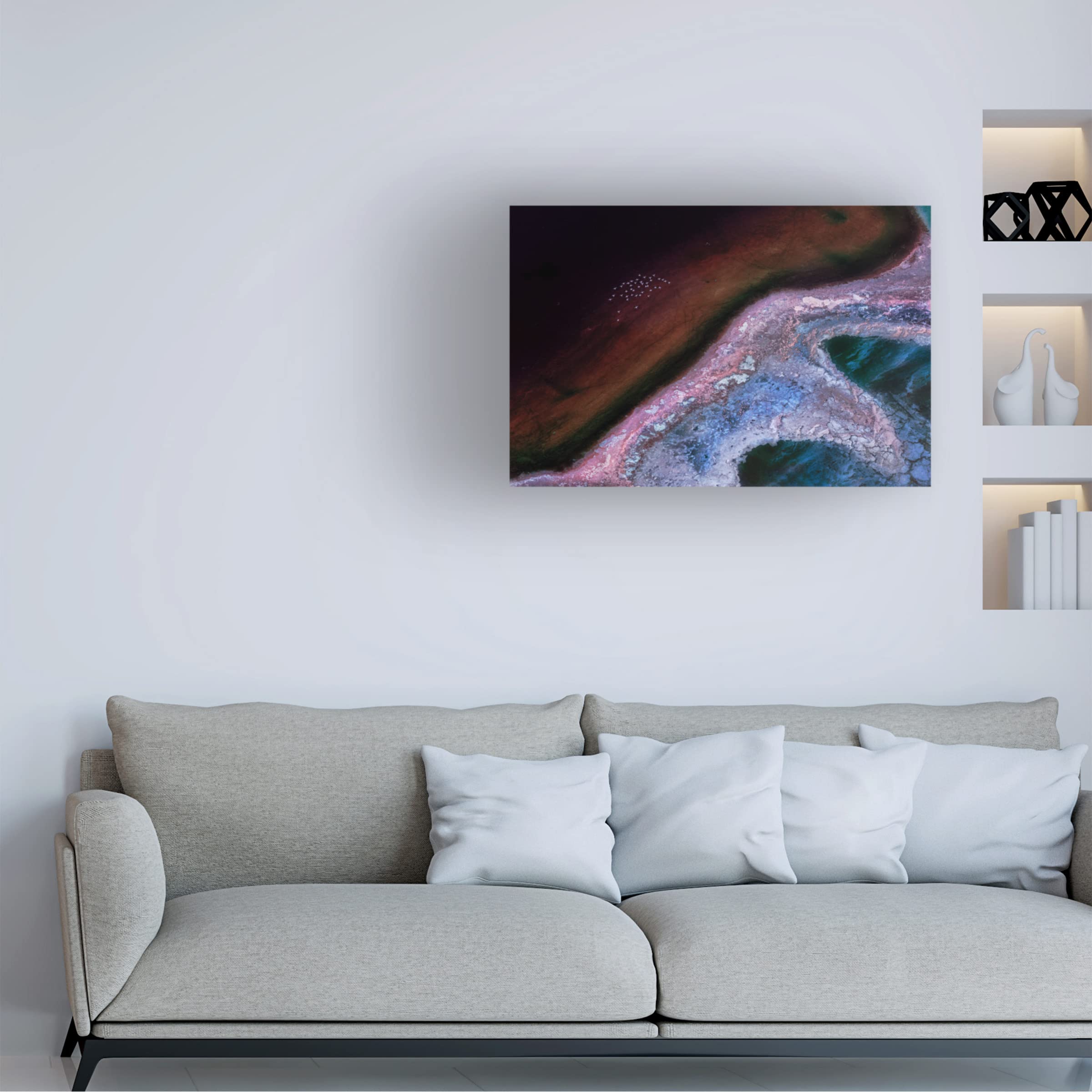 Kejie Bao 'Flying Over An Alien Land' Canvas Wall Art Print - Modern Abstract Landscape Painting for Living Room, Bedroom & Office Decor