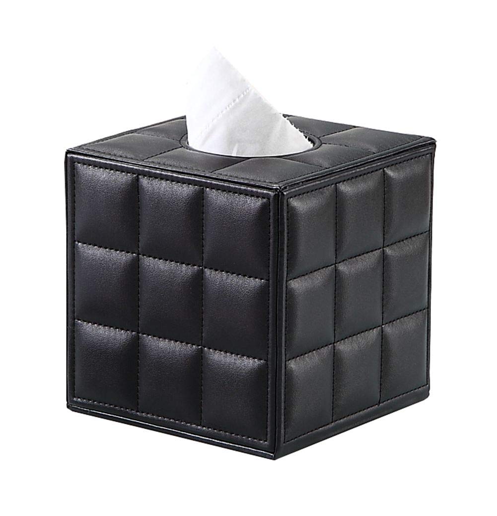 Premium PU Leather Square Tissue Box Cover - Black Home Decor for Living Room, Bedroom & Office | Stylish & Durable Tissue Holder