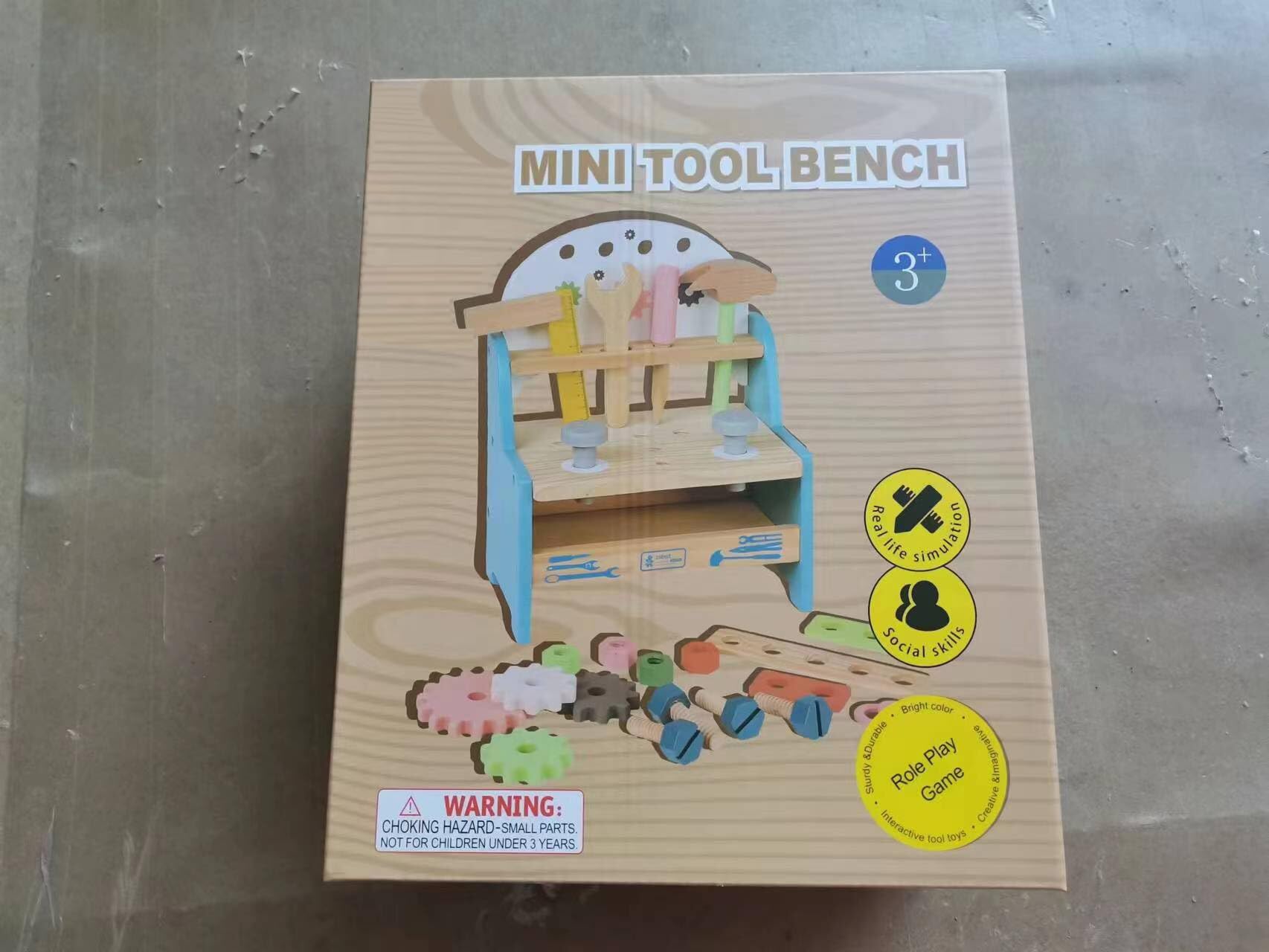 ROBOTIME Wooden Tool Bench Set for Kids - Construction Pretend Play Toys with Wooden Tools, Educational Building Toy Gift for Toddlers Ages 18 Months to 5 Years - Perfect for Role Play, Early Learning & Motor Skill Development