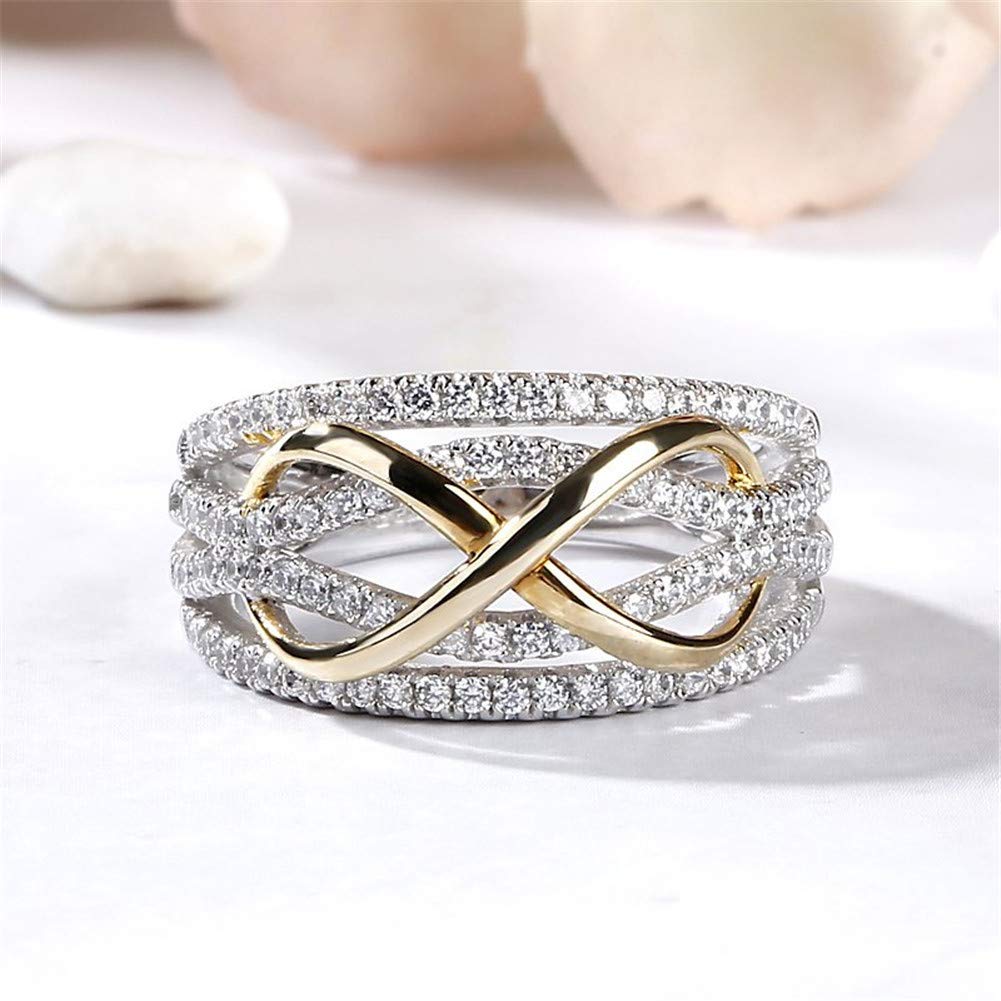 1 Carat Sterling Silver Infinity Cubic Zirconia Wedding Band for Women - Two Tone Solitaire Engagement Ring, Promise & Anniversary Jewelry with Gift Box | Perfect for Proposals, Weddings, Anniversaries & Special Occasions