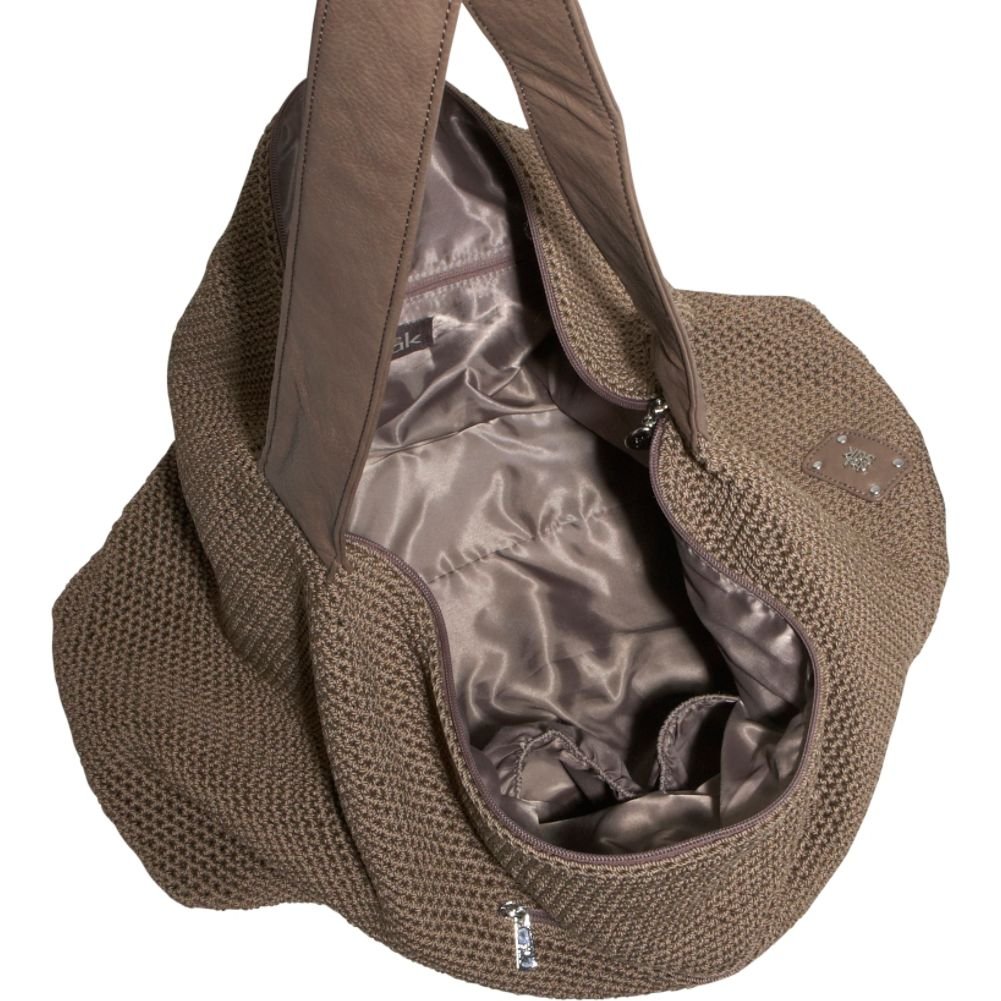 THE SAK Women's Sport Crochet Large Duffel Hobo Bag - Taupe Color, Stylish & Spacious Handbag for Gym, Travel & Everyday Use