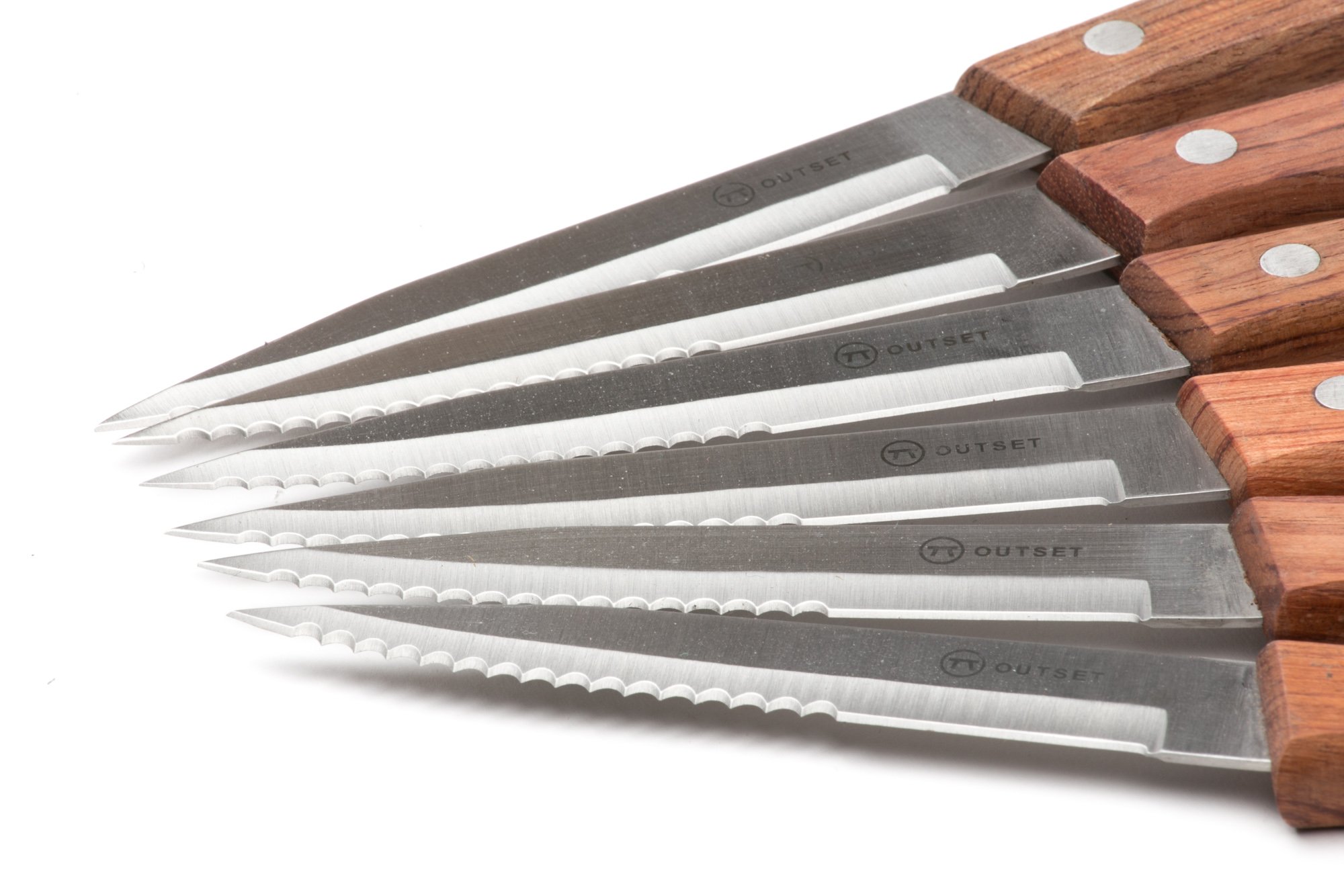 Premium Rosewood Handle Serrated Steak Knives Set of 6 - Sharp Stainless Steel Blades for Steak, Meat & BBQ - Perfect for Dining, Gifts & Restaurant Use