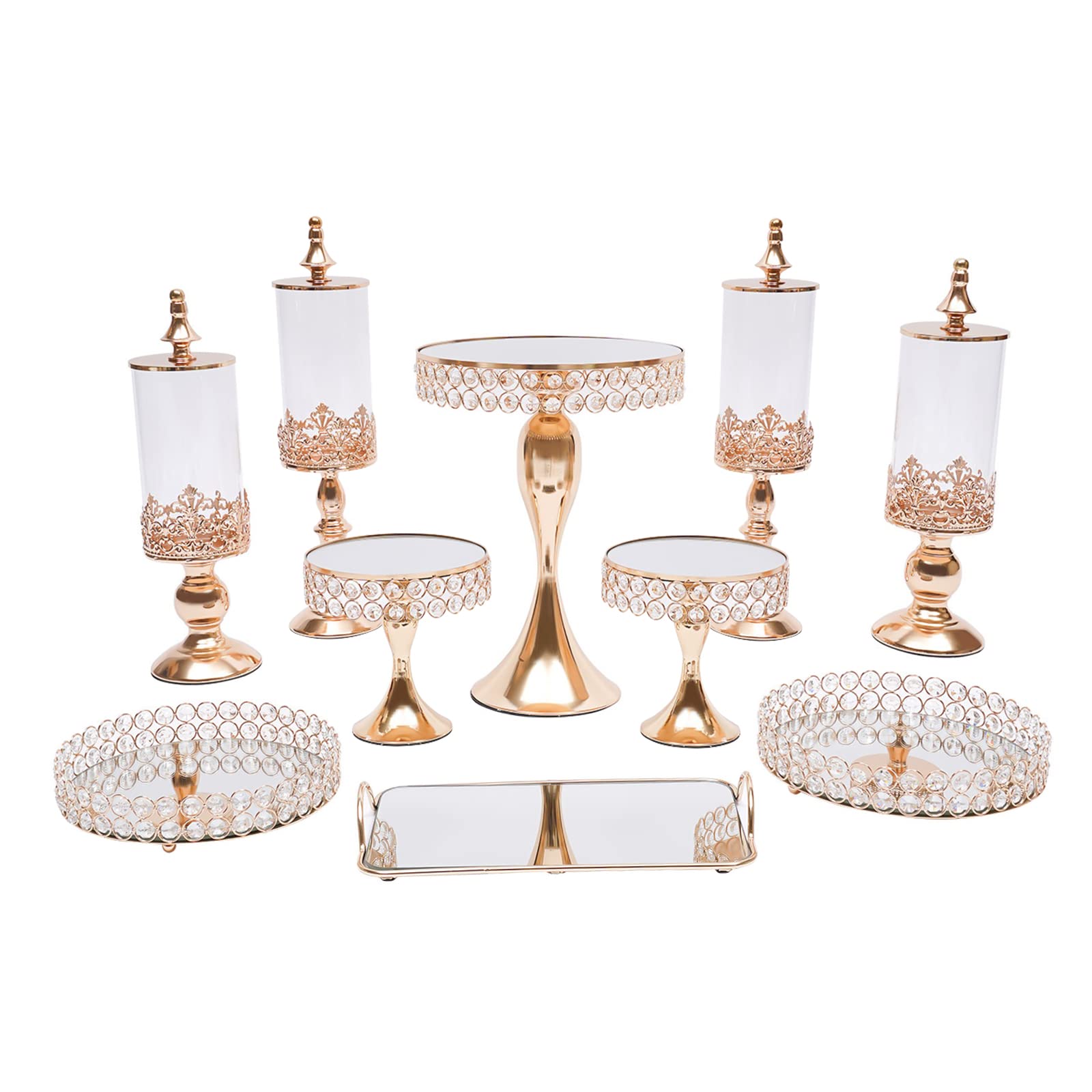 Metal Cake Stand Set with Acrylic Mirror - Elegant Cupcake Holder & Dessert Display Tray for Wedding, Birthday, Baby Shower Party Decor - Perfect for Home Celebration & Buffet Serving