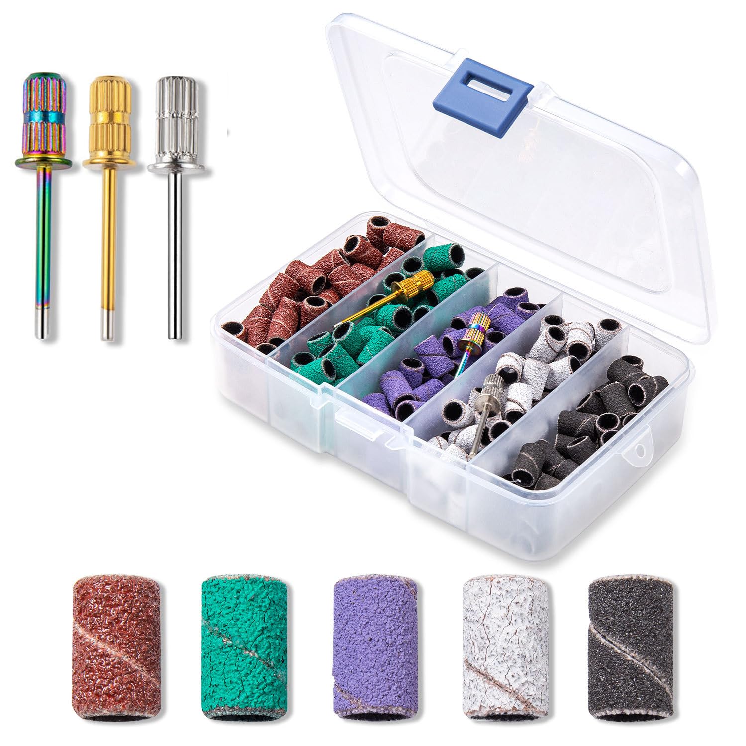 **Lumcrissy 250-Piece Nail Drill Sanding Bands Kit – Superfine Grinding Wheels & 3 Mandrels (3/32