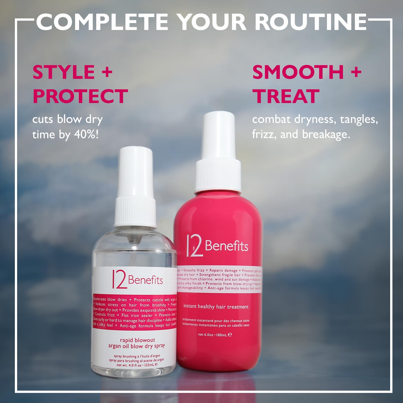 12 Benefits Instant Healthy Hair Treatment Spray - Leave In Conditioner with Quaternium 39 & Silk Protein - Frizz Control, Hair Strengthener & Repair for Damaged Hair (6 Fl Oz) - Perfect for Daily Use, Salon Results at Home, Travel-Friendly Hair Care Solution