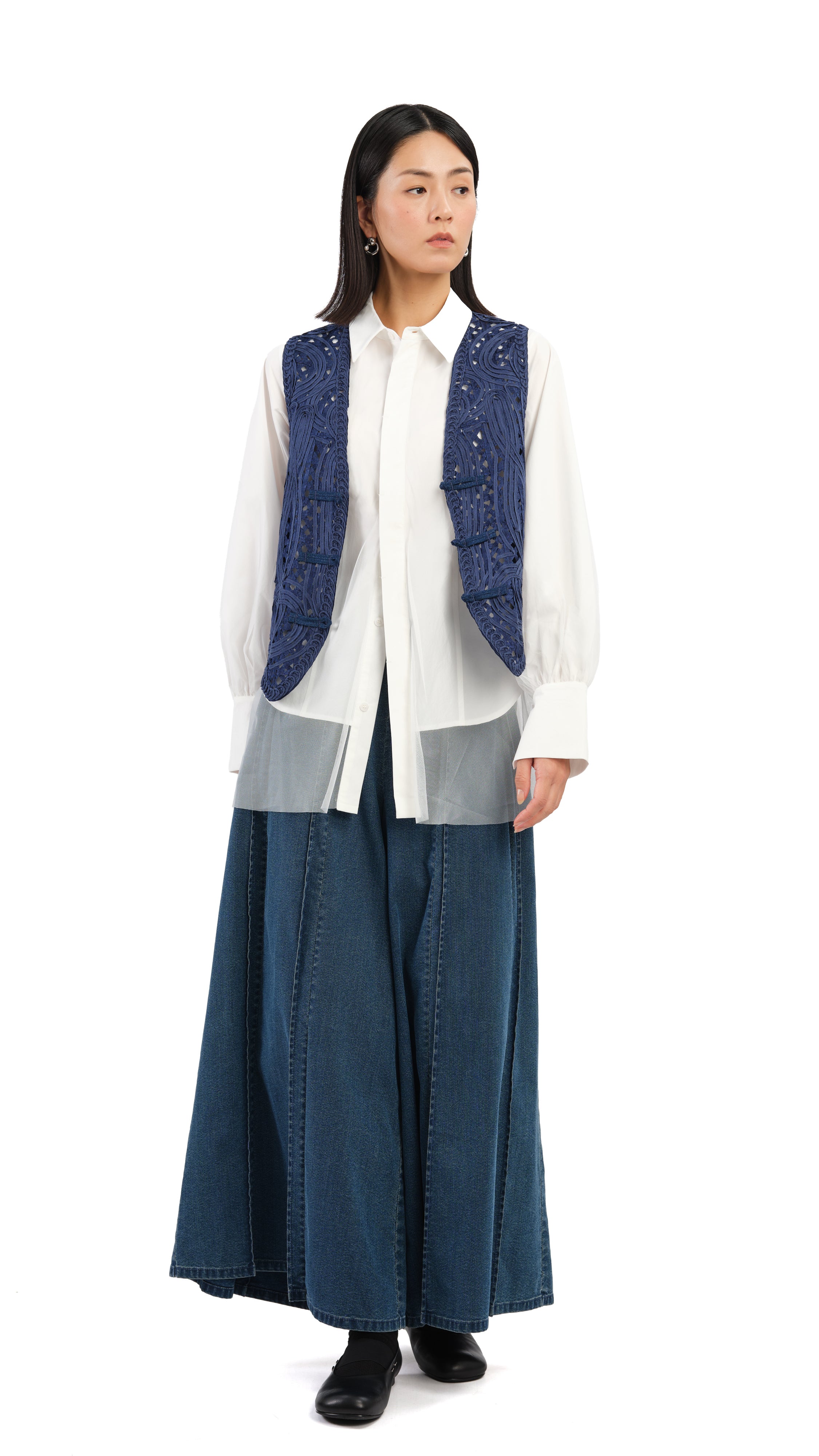 Indigo Cord Embroidery Vest for Women - Stylish Denim Jacket with Handmade Embroidery Details | Perfect for Casual Outfits, Boho Fashion & Festival Wear