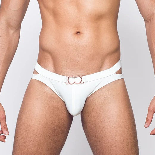 2eros Double Strap Swim Brief Ivory - Sexy Men's Swimwear for Beach, Pool & Vacation | Comfortable & Stylish Swim Trunks