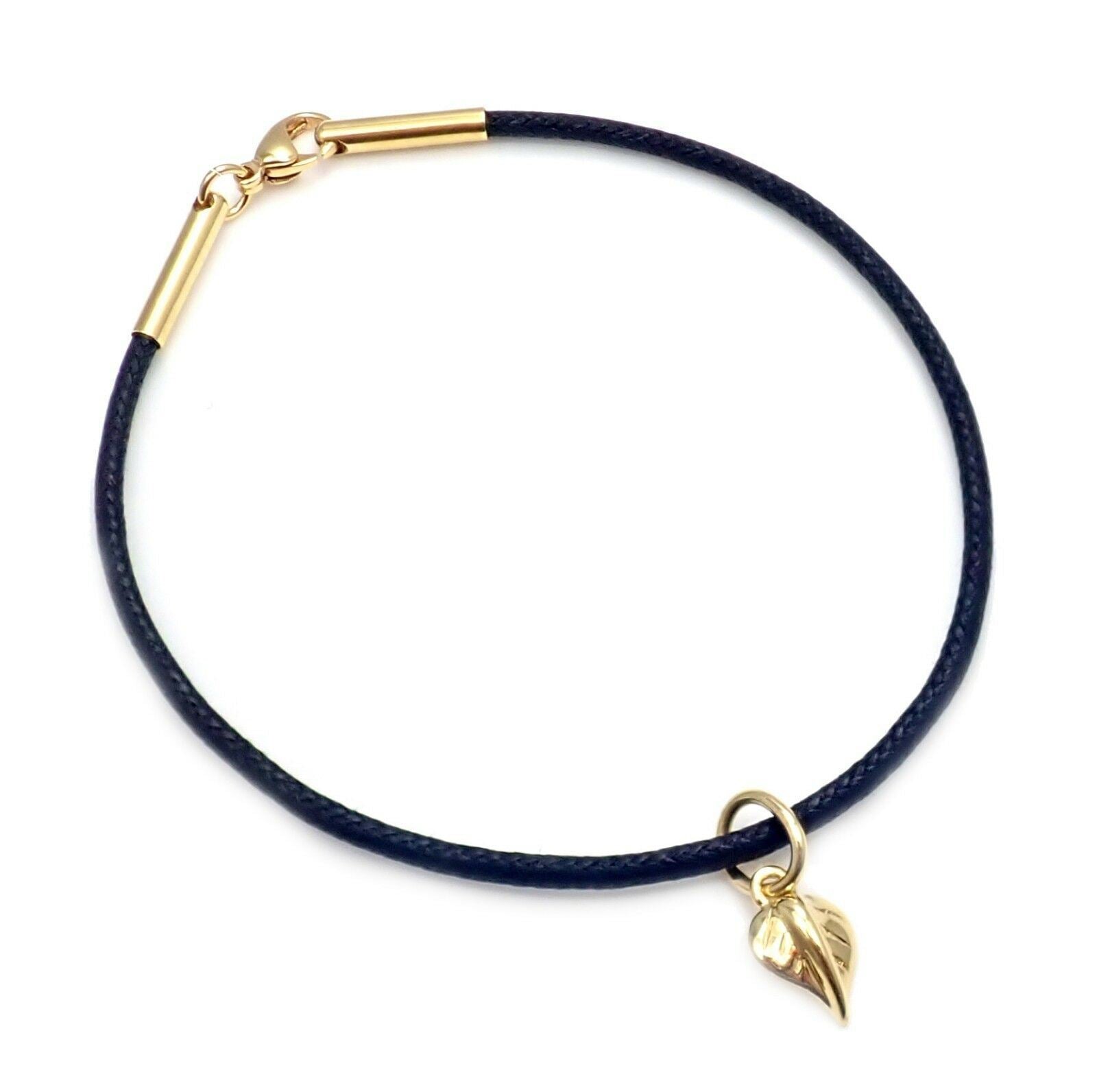 18k Gold Tanooki Nature Leaf Charm Cord Bracelet - Elegant Adjustable Wrap Bracelet for Women, Perfect for Casual Wear, Boho Style & Everyday Fashion