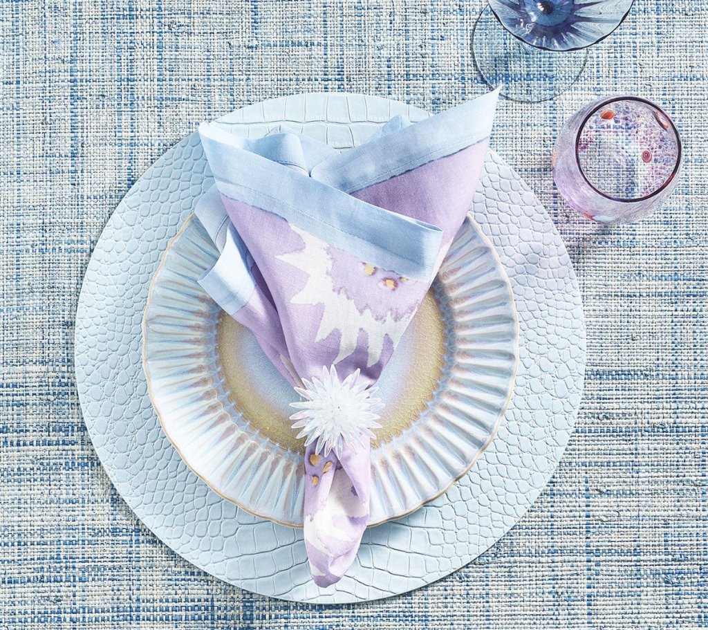 Premium Crocodile Embossed Placemats Set of 4 - Waterproof & Heat Resistant Blue Table Mats for Dining, Kitchen, and Party Decor