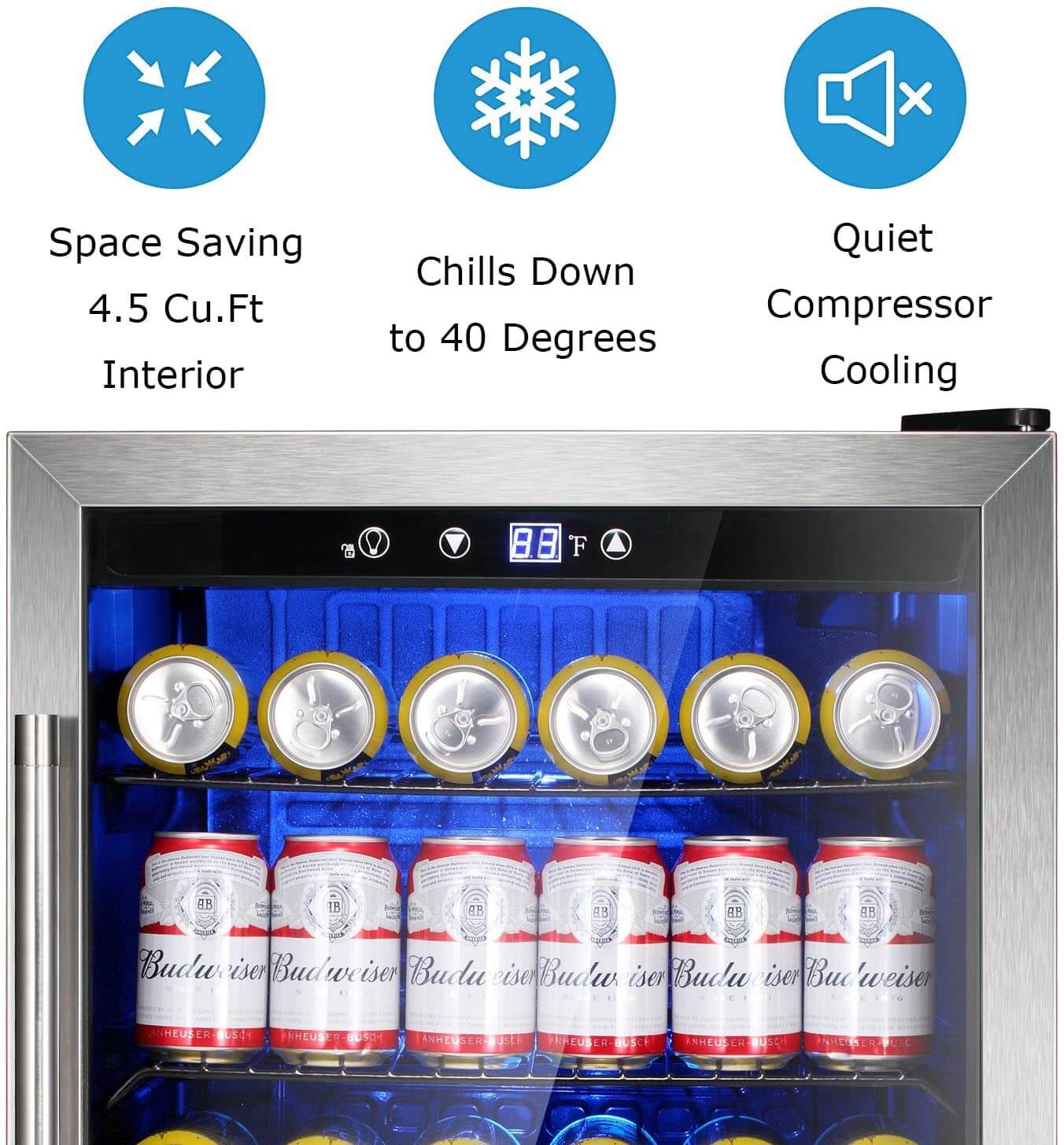 Antarctic Star 4.5 Cu Ft Mini Fridge - 120 Can Capacity Beverage Cooler with Digital Temperature Control - Perfect for Home, Office, Dorm & Party Use