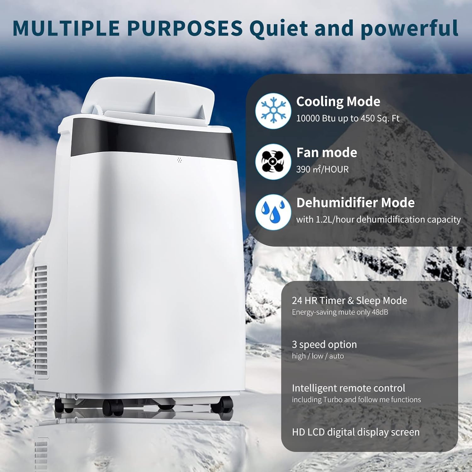 GAOMON 10000 BTU Portable Air Conditioner - Compact Cooling Unit with Remote Control for Home, Office & Bedroom | White | Energy Efficient AC for Summer