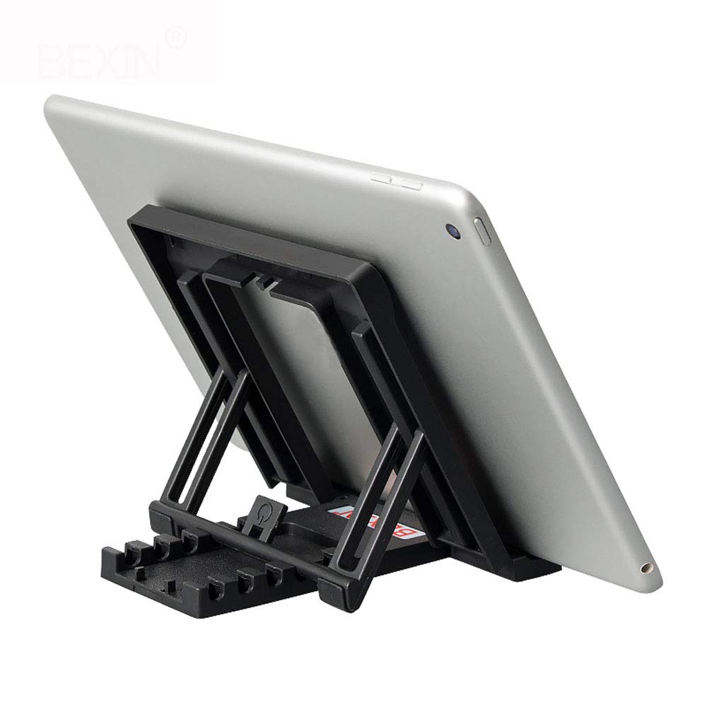 Adjustable Desktop Tablet Stand & Phone Holder - Foldable, Portable Support for iPad, Kindle, Smartphones - Perfect for Work, Study, and Video Calls (Black)