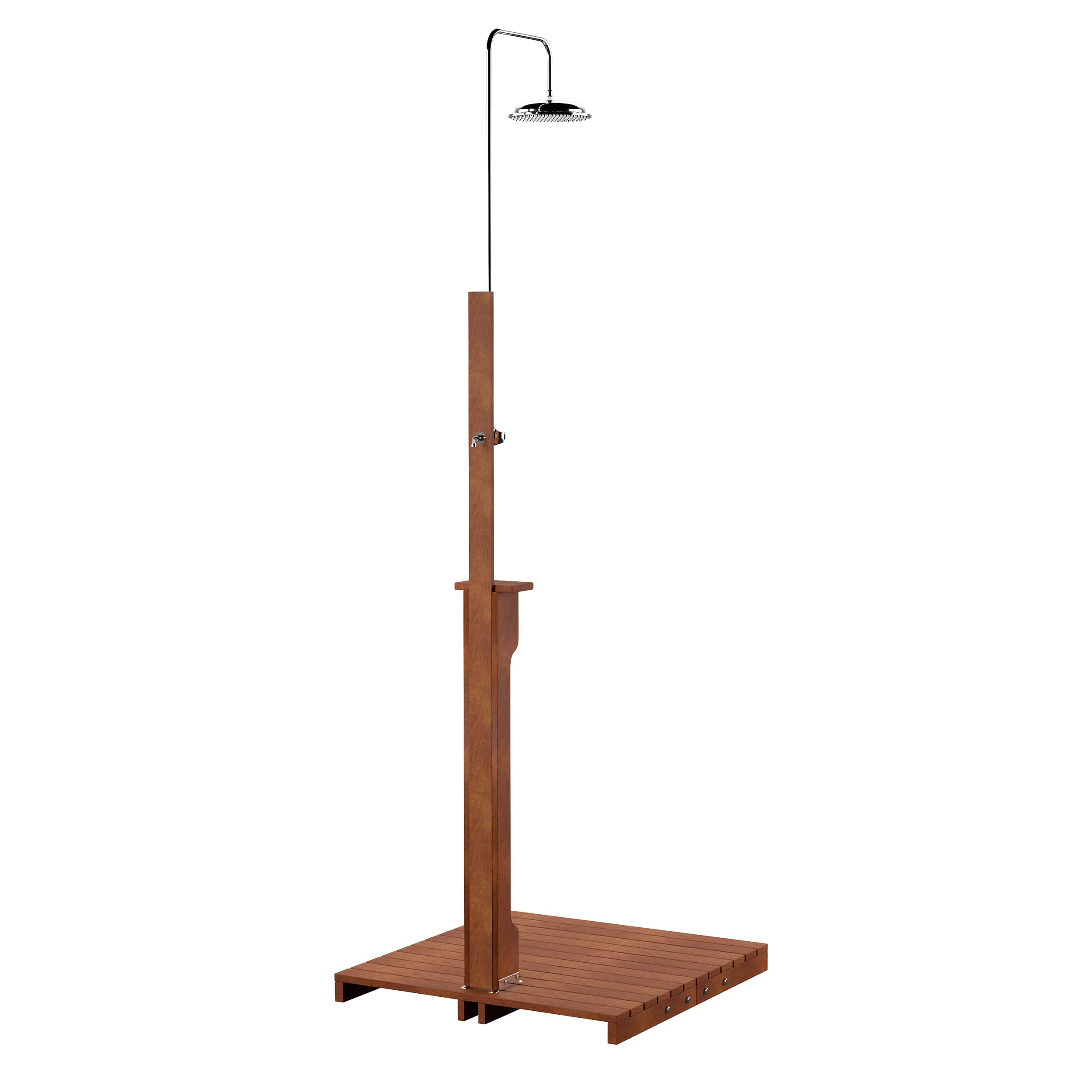 SEI Furniture Rain-Style Outdoor Shower with Oiled Eucalyptus Wood - Perfect for Backyard, Poolside, and Beach House Use
