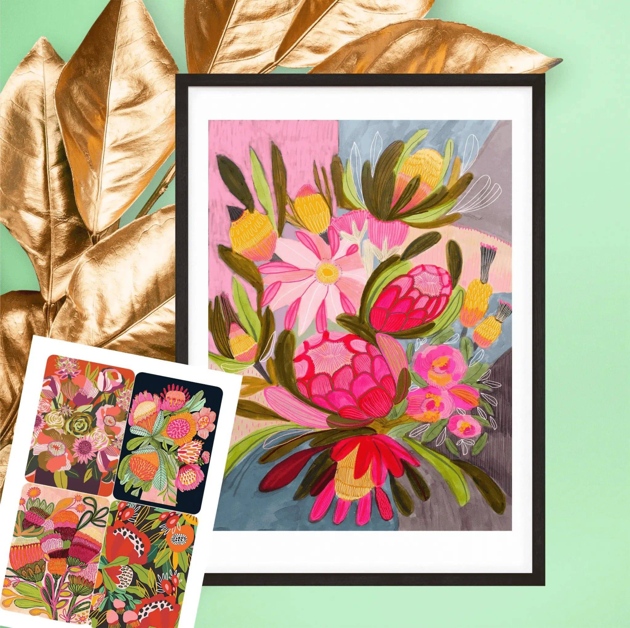 Australian Flowers Botanical Wall Art Gift Set - Floral Home Decor for Living Room, Bedroom & Office - Perfect Housewarming & Wedding Present