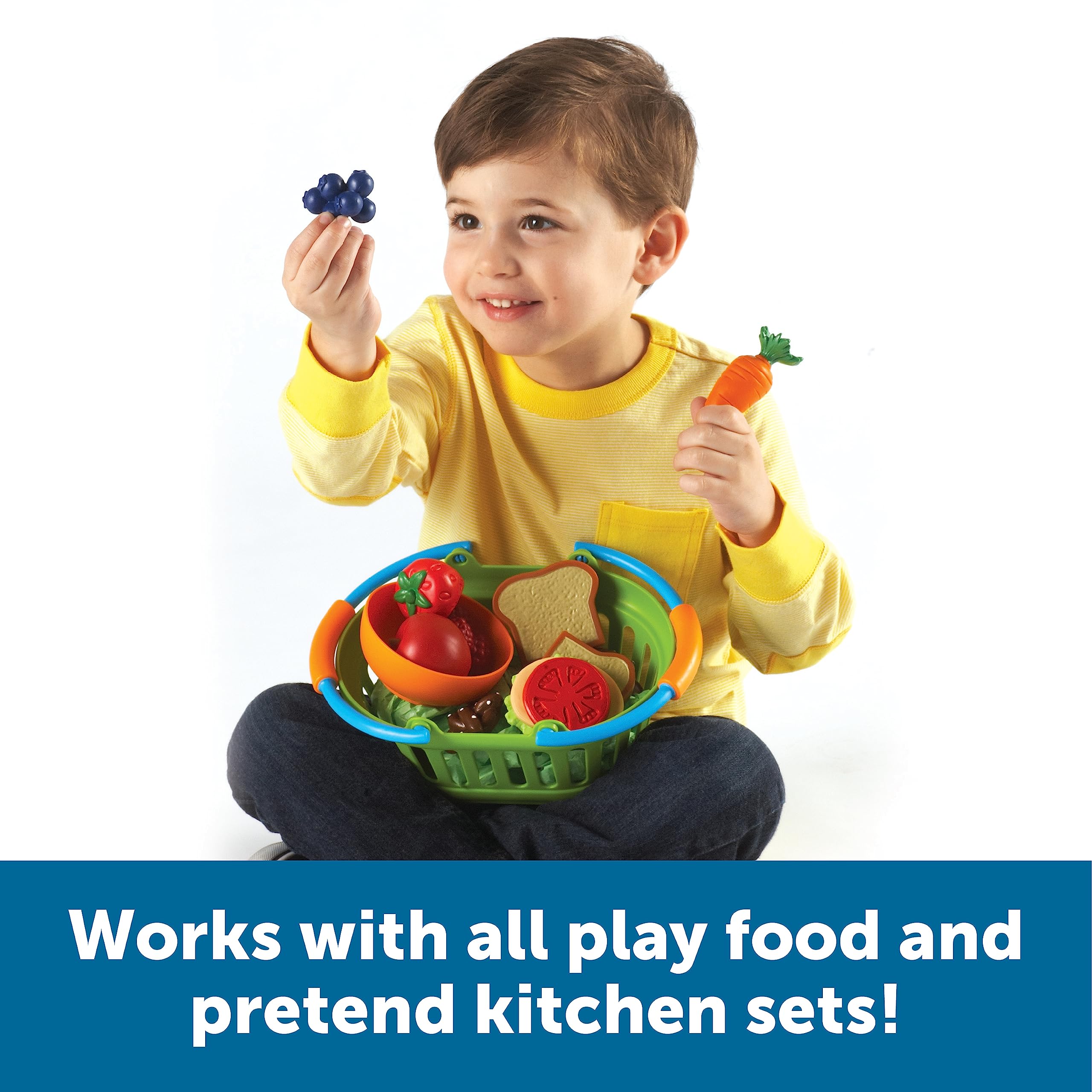 Learning Resources New Sprouts Stack of Baskets - 4 Piece Toddler Pretend Play Toy Set for Ages 18 Months+, Play Grocery Basket for Kids, Easter Basket Filler - Perfect for Role Play, Shopping Games & Holiday Gifts