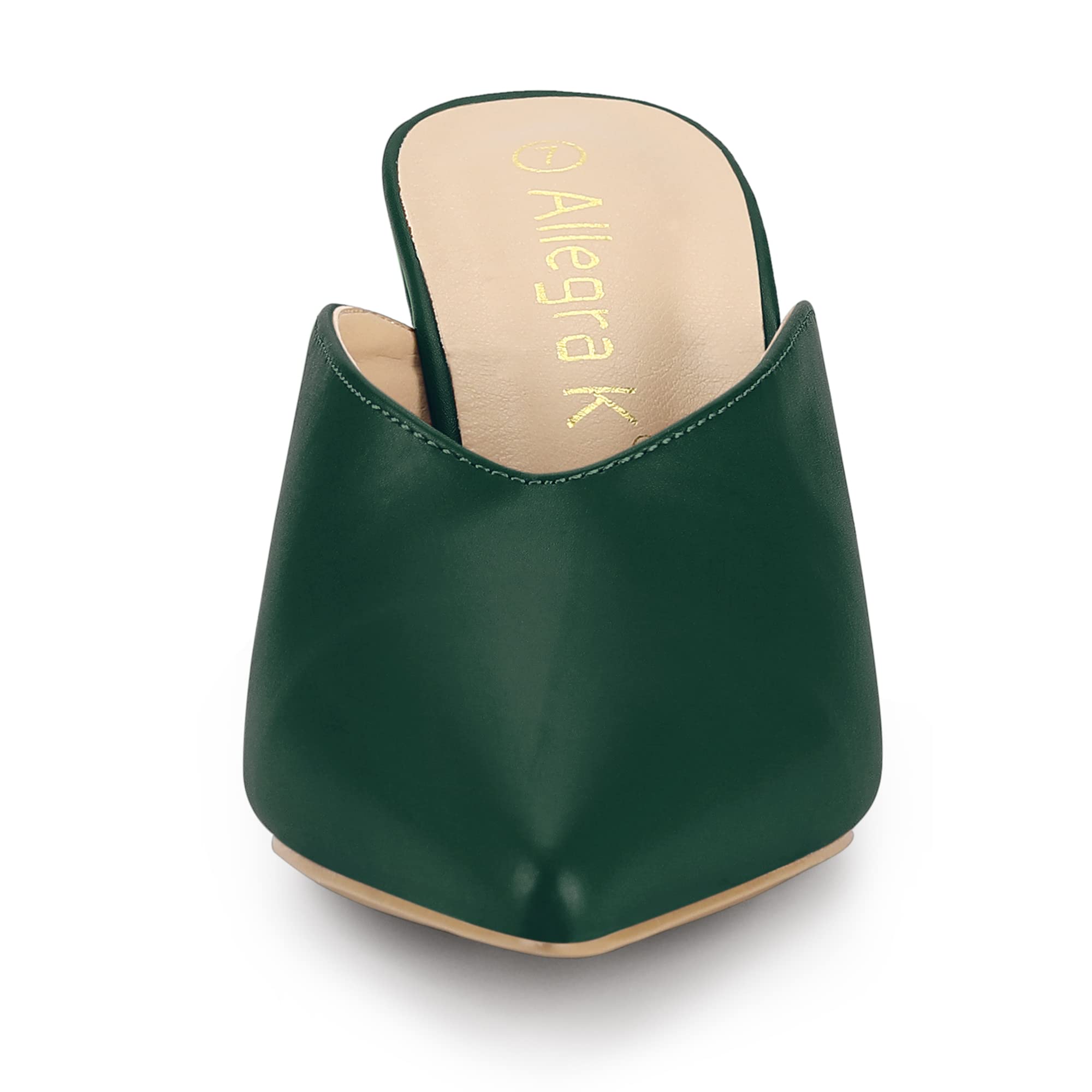 Allegra K Women's Chunky Heel Mules - Pointed Toe Slide Sandals for Casual Outings & Office Wear