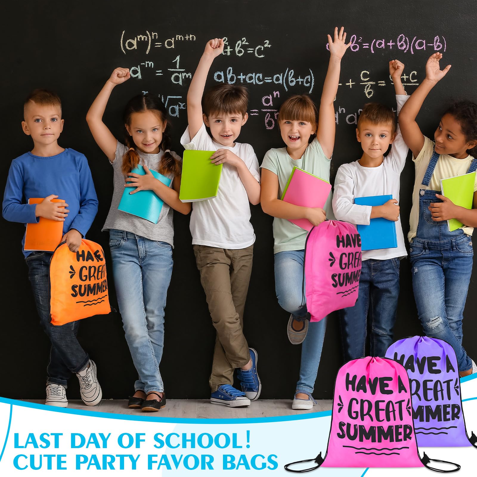 36 Pcs Summer Drawstring Gift Bags - Bulk End of School Year Party Favors for Students, Teachers, Classmates | Perfect for School Celebrations, Beach Parties, Summer Camps & Graduation Gifts