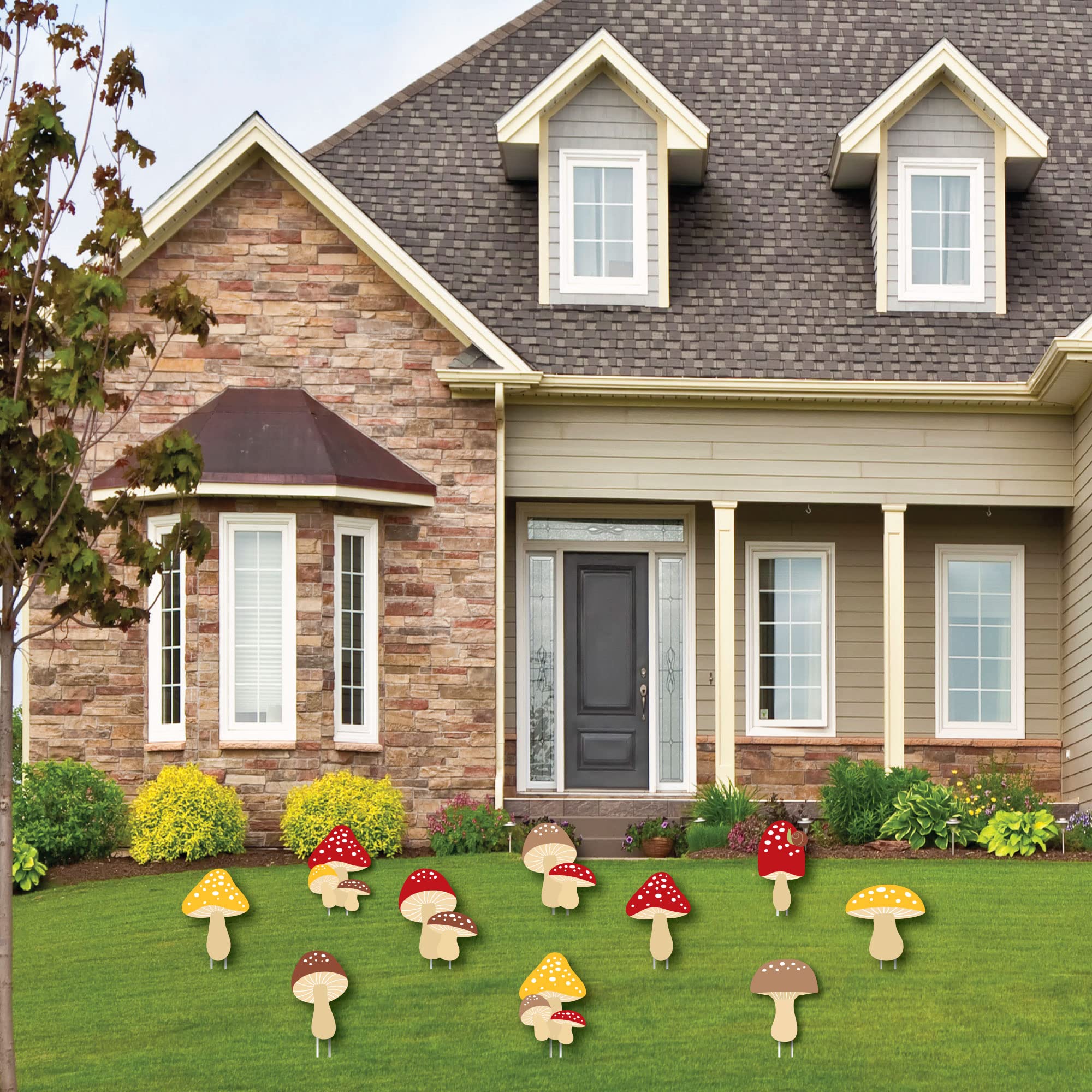 Big Dot of Happiness Wild Mushroom Decor Set - 10-Piece Outdoor Red Toadstool Lawn & Garden Decorations for Parties, Fairy Gardens, and Backyard Landscaping | Waterproof Yard Ornaments for Spring, Summer & Fall