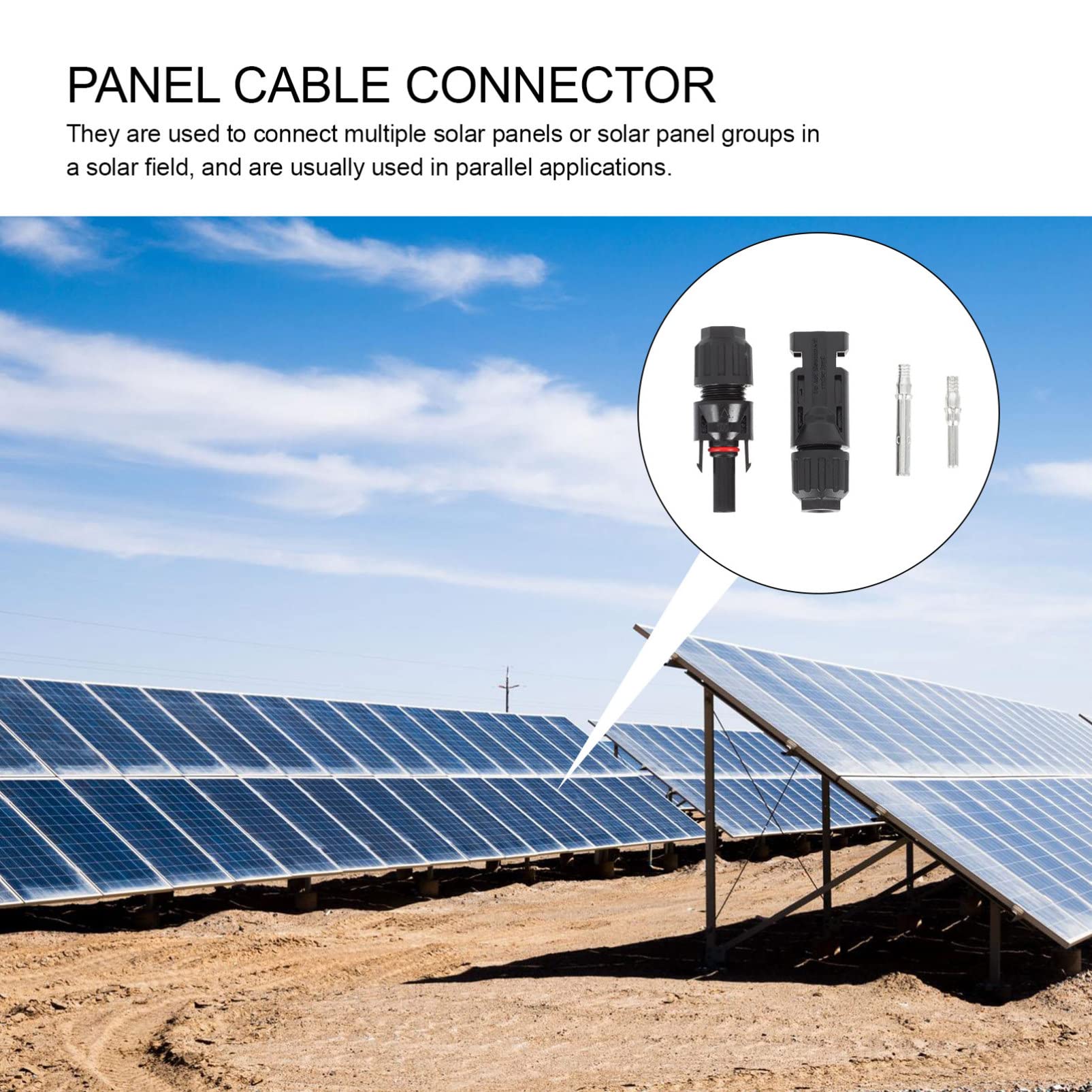 DOITOOL 1 Set Solar Panel Cable Connectors - Waterproof Male & Female Solar Wire Adapter Kit for Solar Panel Connection (Black) | Perfect for RV, Boat & Off-Grid Solar Systems