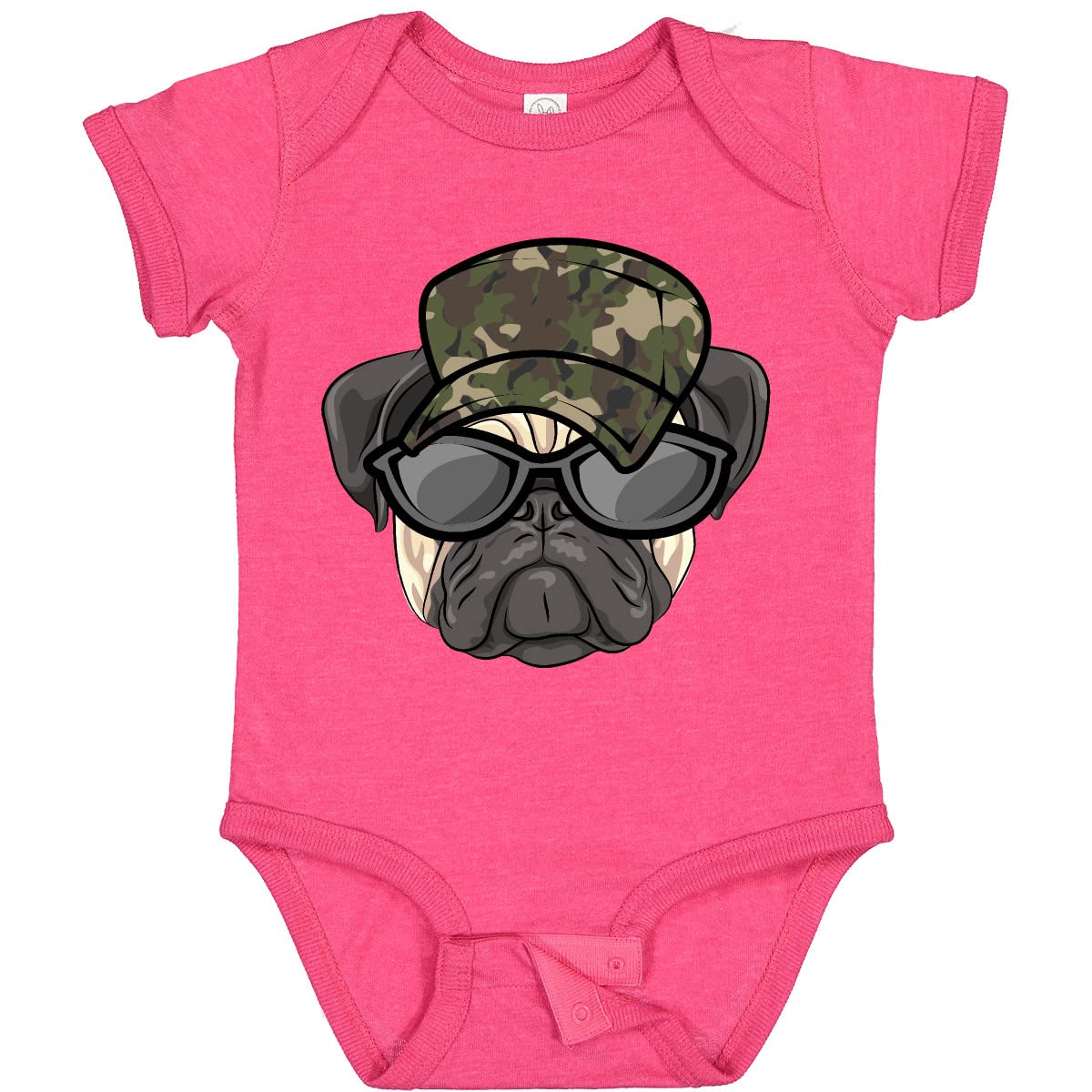 Funny Pug Dog Camo Military Hat & Baby Bodysuit - Cute Animal Print for Dog Lovers | Perfect for Pet Parties, Costume Events & Casual Wear