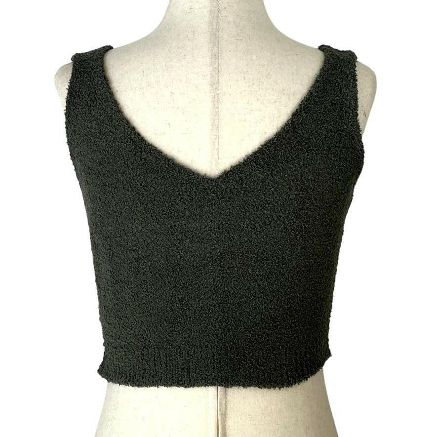 Olive Green Solid Color Luxury V Neck Crop Top for Women | Trendy Casual & Party Wear | Perfect for Summer Outfits and Layering