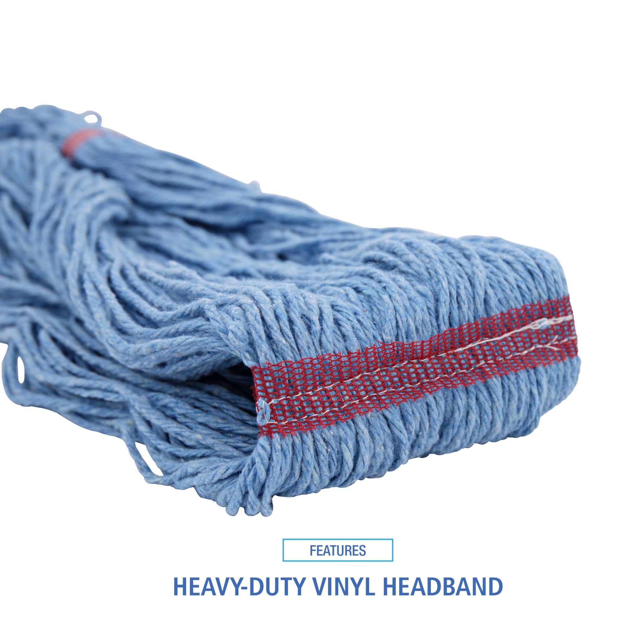 Boardwalk BWK503BLNB 1 Inch Super Loop Cotton/Synthetic Fiber Wet Mop Head - Large, Blue (12/Carton) - Heavy Duty Commercial Cleaning for Floors, Kitchens & Hospitals