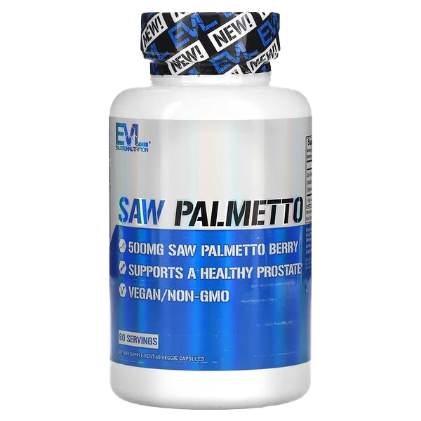 EVLution Nutrition Saw Palmetto Supplement - 60 Vegan Capsules for Prostate & Hair Health - Supports Urinary Function & Hormonal Balance - Perfect for Men's Daily Wellness Routine