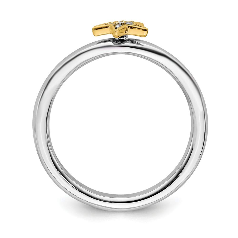 925 Sterling Silver Stackable Gold Plated Diamond Star Ring Eternity Band (0.036 cttw) - Perfect for Everyday Wear, Anniversary Gifts & Fashion Jewelry Stacks