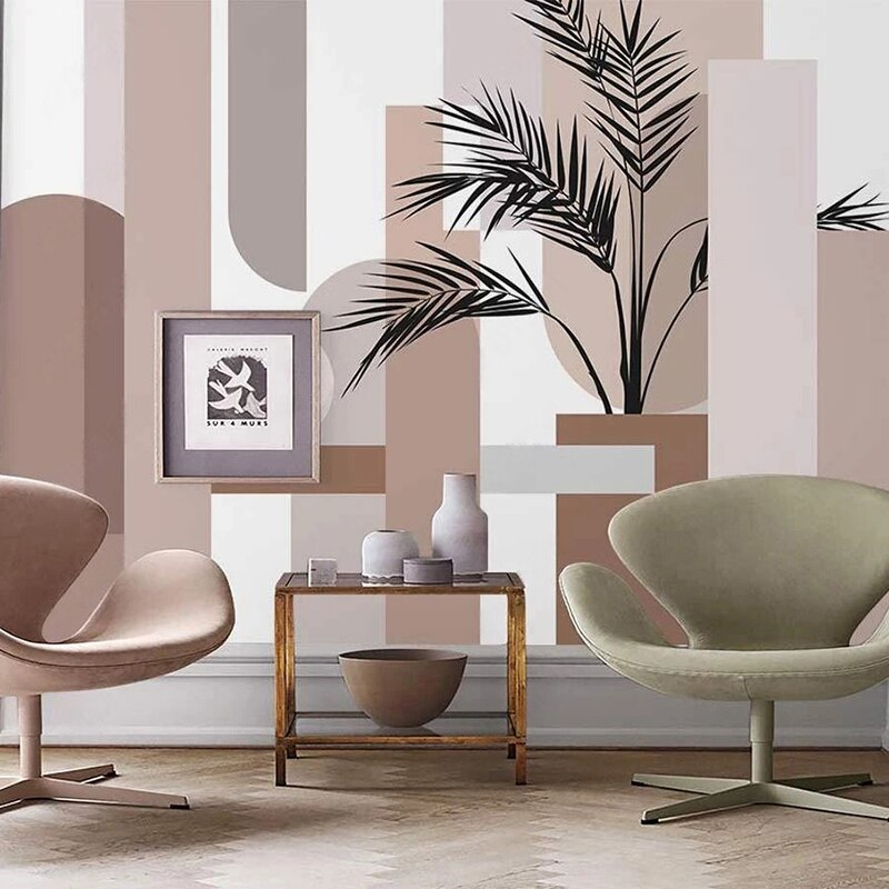 Abstract Leaves Wallpaper Mural - Premium Peel & Stick Wall Decor for Living Room, Bedroom, Office | Easy DIY Installation | Nature-Inspired Home Transformation