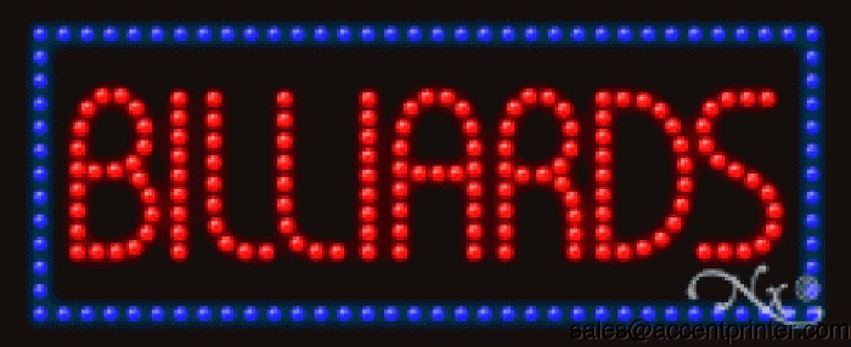 Billiards Flashing & Animated LED Sign - High Impact, Energy Efficient Bar Decor for Game Rooms, Pubs, and Man Caves