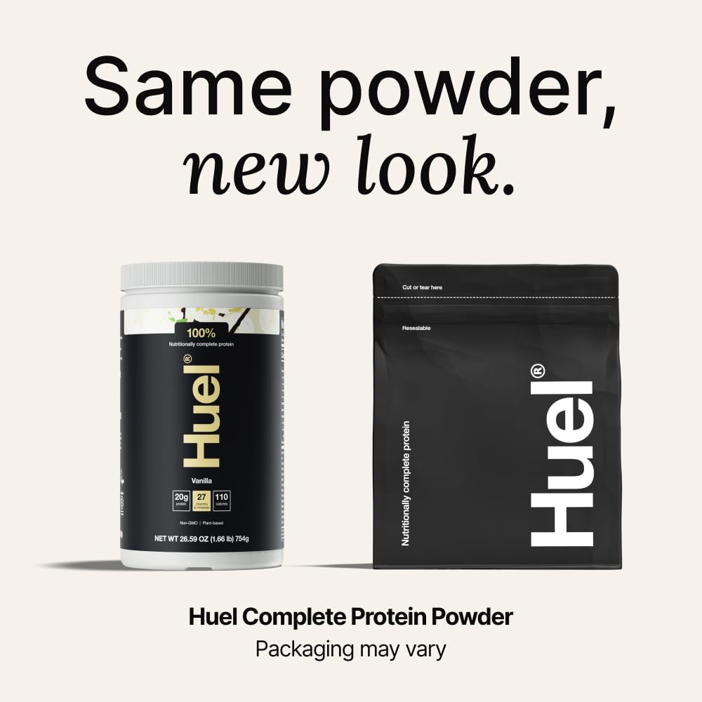 Huel Vegan Protein Powder - Strawberry Flavor | 20g Plant-Based Protein per Serving | Complete Nutrition with 27 Vitamins & Minerals | Gluten Free, Non-GMO, Lactose Free (26 Servings) | Perfect for Smoothies, Post-Workout Recovery & Meal Replacement