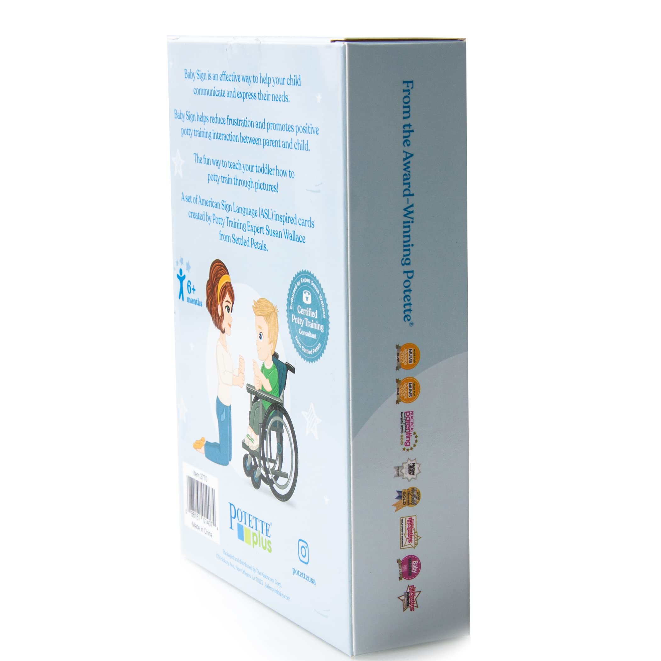 Potette Plus Portable Potty Training Toilet with 9 ASL Baby Sign Language Flash Cards - Educational Toddler Potty Training Aid for Home & Travel Use