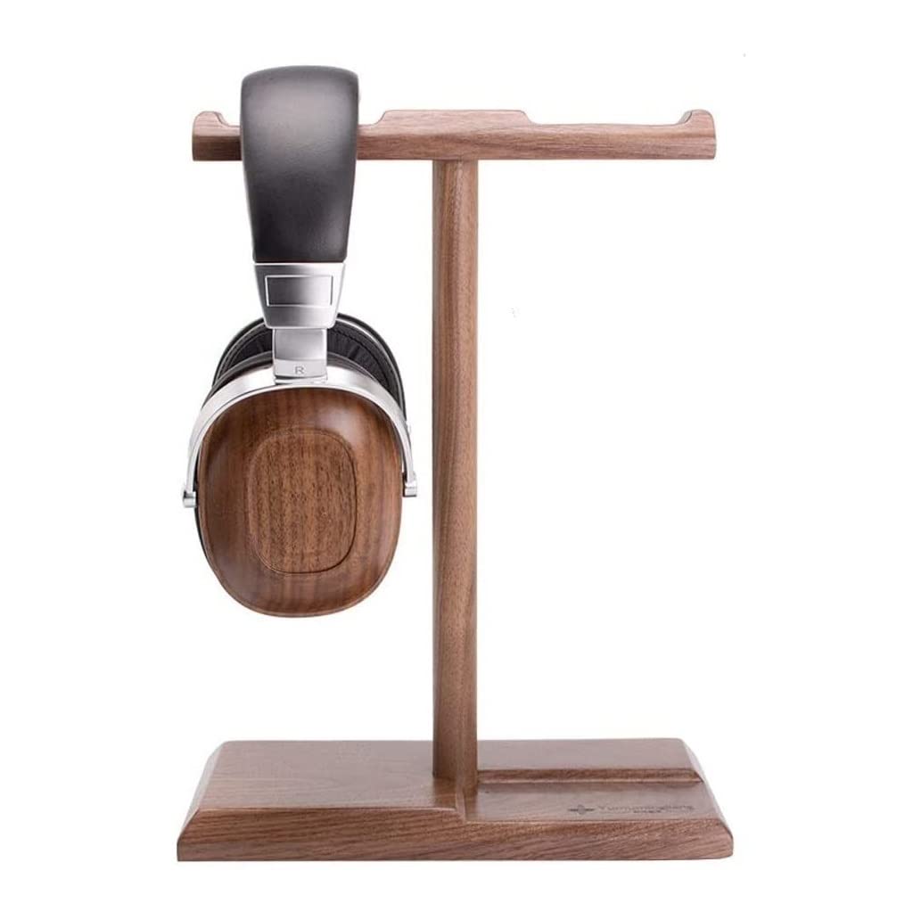 Premium Wooden Headphone Stand with Detachable Double-Sided Design - Walnut Headset Holder & Display Stand for Gaming, Office, and Home Use