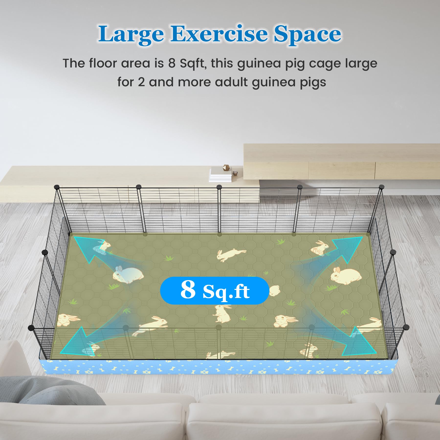 Premium Loft Guinea Pig Cage Set with Waterproof Tarp, Soft Bedding & Washable Pee Pads - Complete Habitat Solution for Small Pets - Perfect for Indoor Playpens, Rabbit Hutches & Hamster Homes