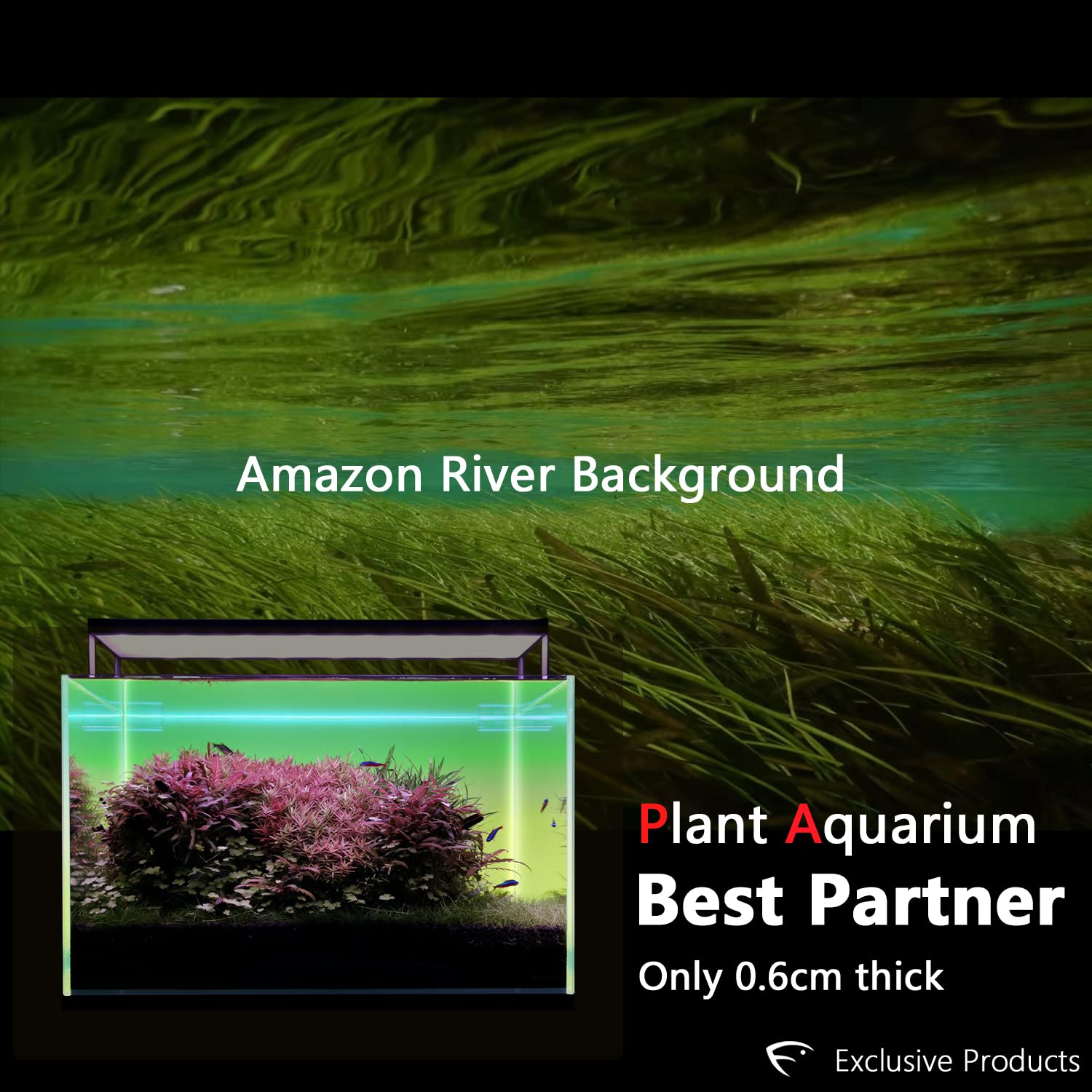 RGB Aquarium Backlight - Ultra-Thin 6mm Gradient Panel for Rimless Fish Tanks | Home Decor