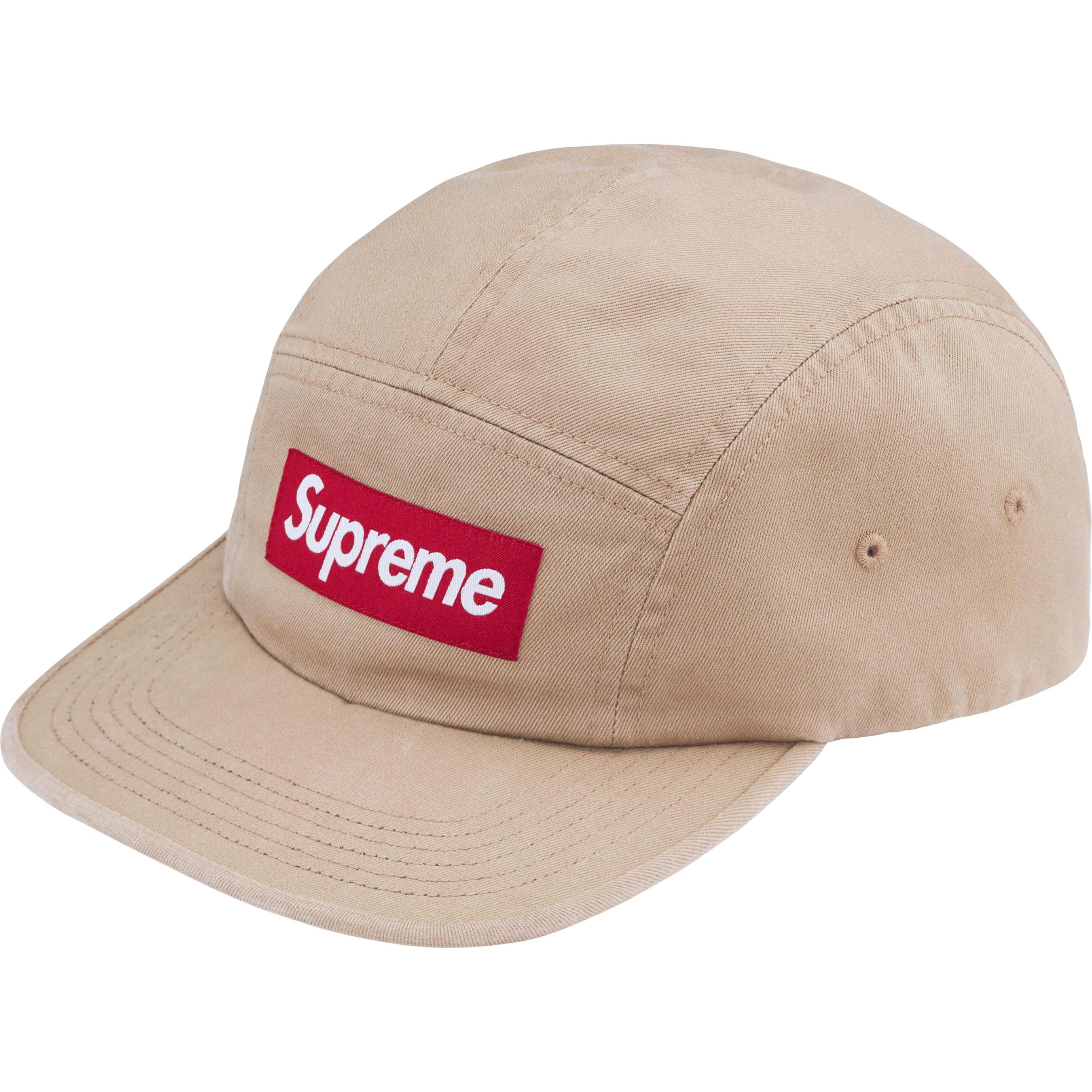 Supreme FW24 Washed Chino Twill Camp Cap - Tan Beige Adjustable Dad Hat for Men - Perfect for Streetwear, Casual Outfits & Outdoor Adventures