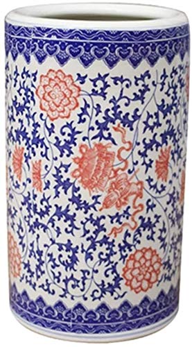 Ceramic Umbrella Stand Holder - Large Round Base for Walking Sticks & Blue-White Umbrellas | Durable Hallway & Corridor Organizer for Home, Office & Entryway Storage