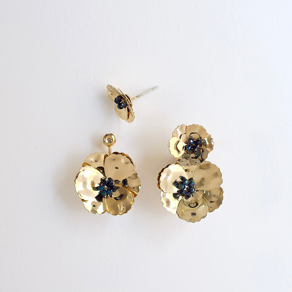 Poppy Front Back Earrings - Gold Floral Dangle Earrings for Women | Perfect for Parties, Weddings & Everyday Wear