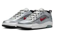 Nike SB Air Max Ishod PRM Sneakers - Metallic Silver & Varsity Red Colorway | Premium Skateboarding Shoes for Men | Perfect for Streetwear & Skateboarding