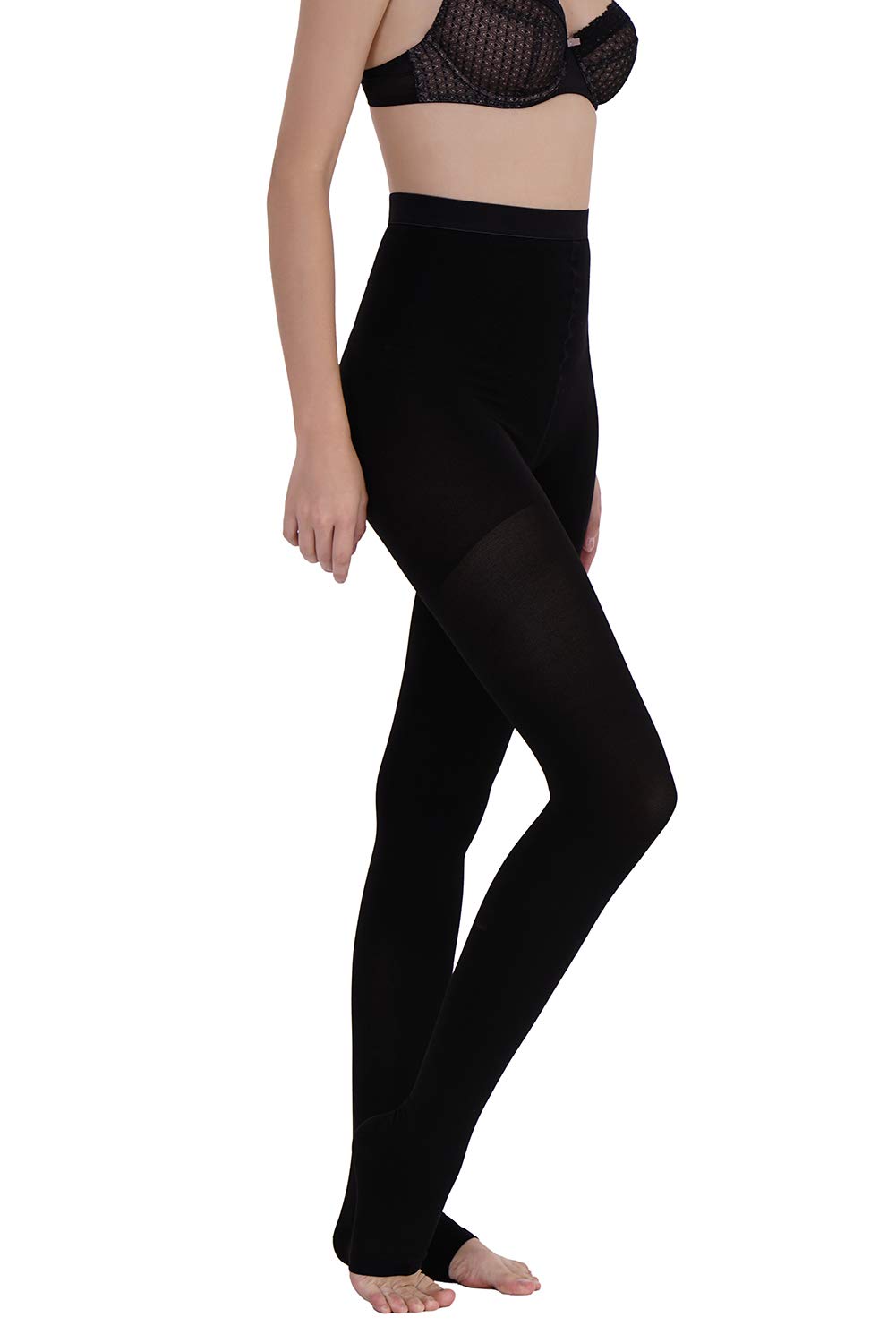 AMZAM® 15-20 mmHg Medical Compression Stockings for Women & Men - Waist High Opaque Toeless Pantyhose - Graduated Support Tights for Edema, Varicose Veins, DVT & Circulation - Black Size S - Perfect for Travel, Pregnancy & Post-Surgery Recovery
