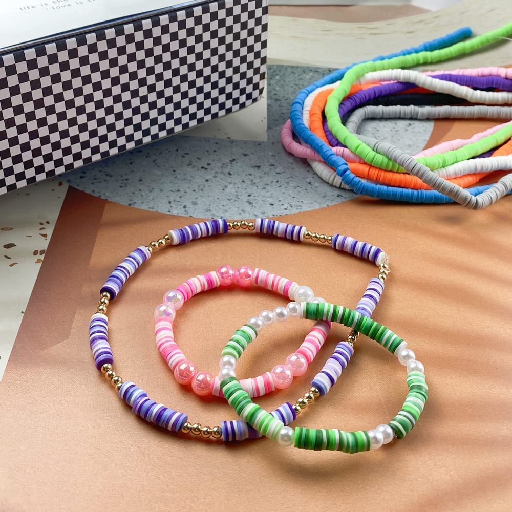 3000pcs 6mm Blue Heishi Beads - Polymer Clay Flat Round Spacer Beads for Jewelry Making, DIY Bracelets, Necklaces, Earrings - Perfect for Handmade Crafts & Boho Accessories (Great for Beading, Gift Making & Fashion Jewelry Designs)