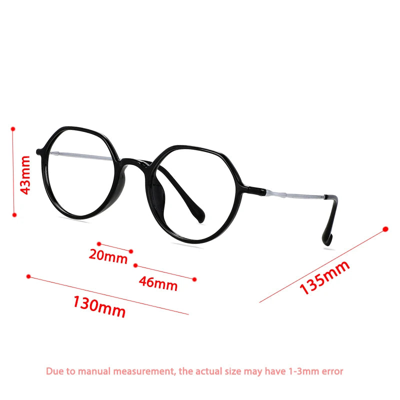 CCspace Unisex Full Rim Round TR90 Titanium Eyeglasses Frame 57100 - Lightweight & Durable for Work, Reading & Everyday Wear