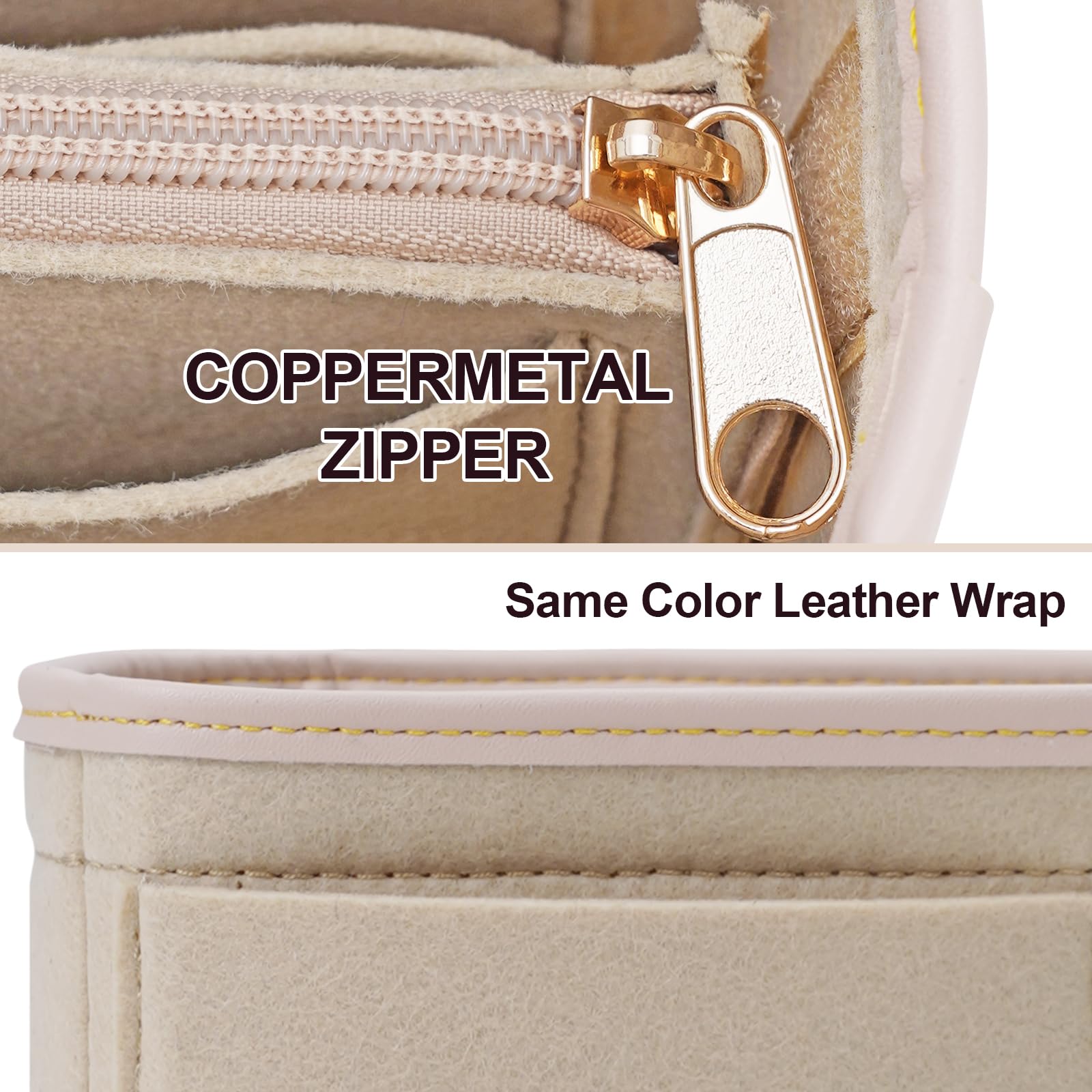 Premium Felt Purse Organizer Insert with Metal Zipper - 6 Sizes for Tote Bags, Compatible with Neverfull, Speedy & More | Perfect for Travel, Work & Daily Organization