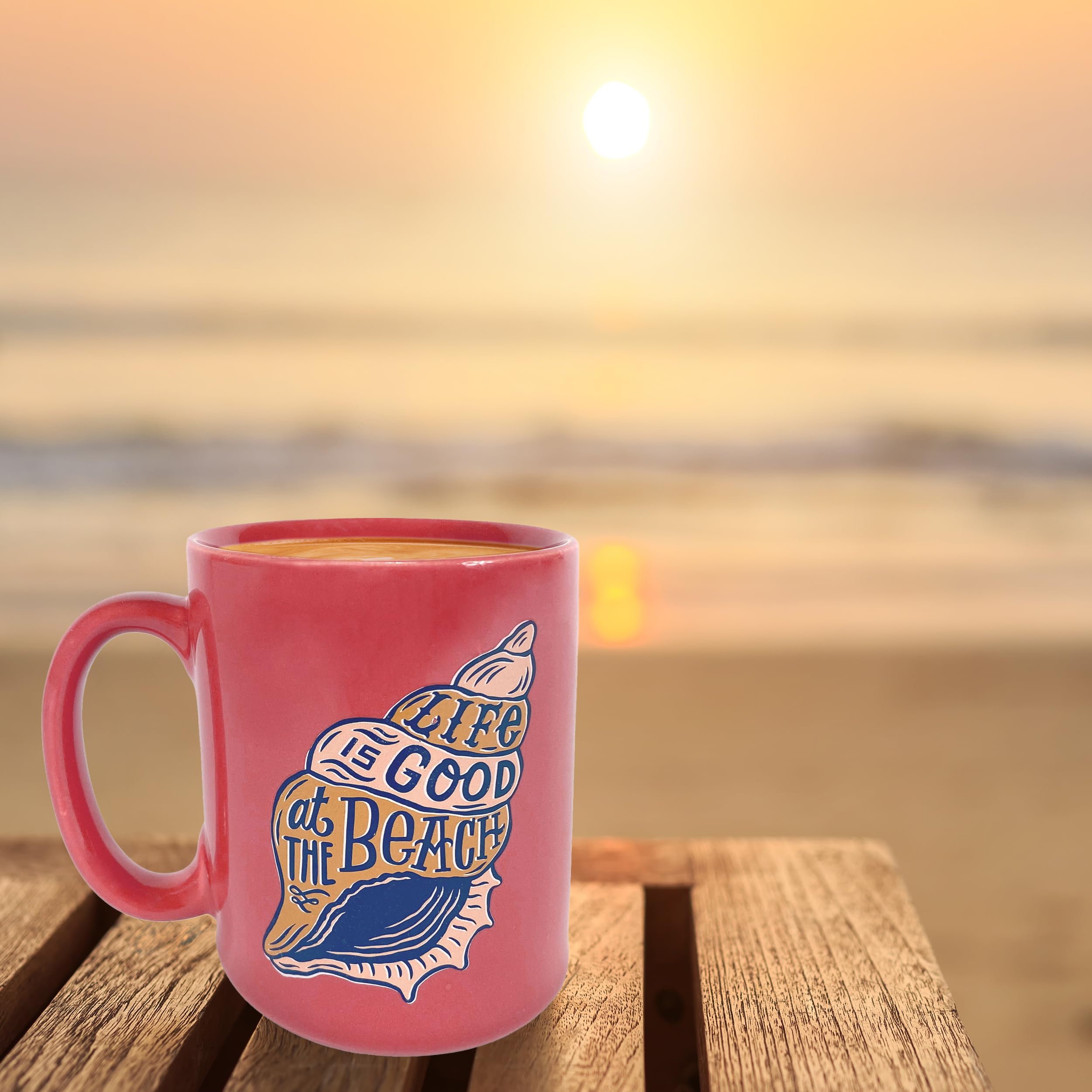 Coral Ceramic Coffee Mug 16oz - Espresso & Tea Cup for Beach Life