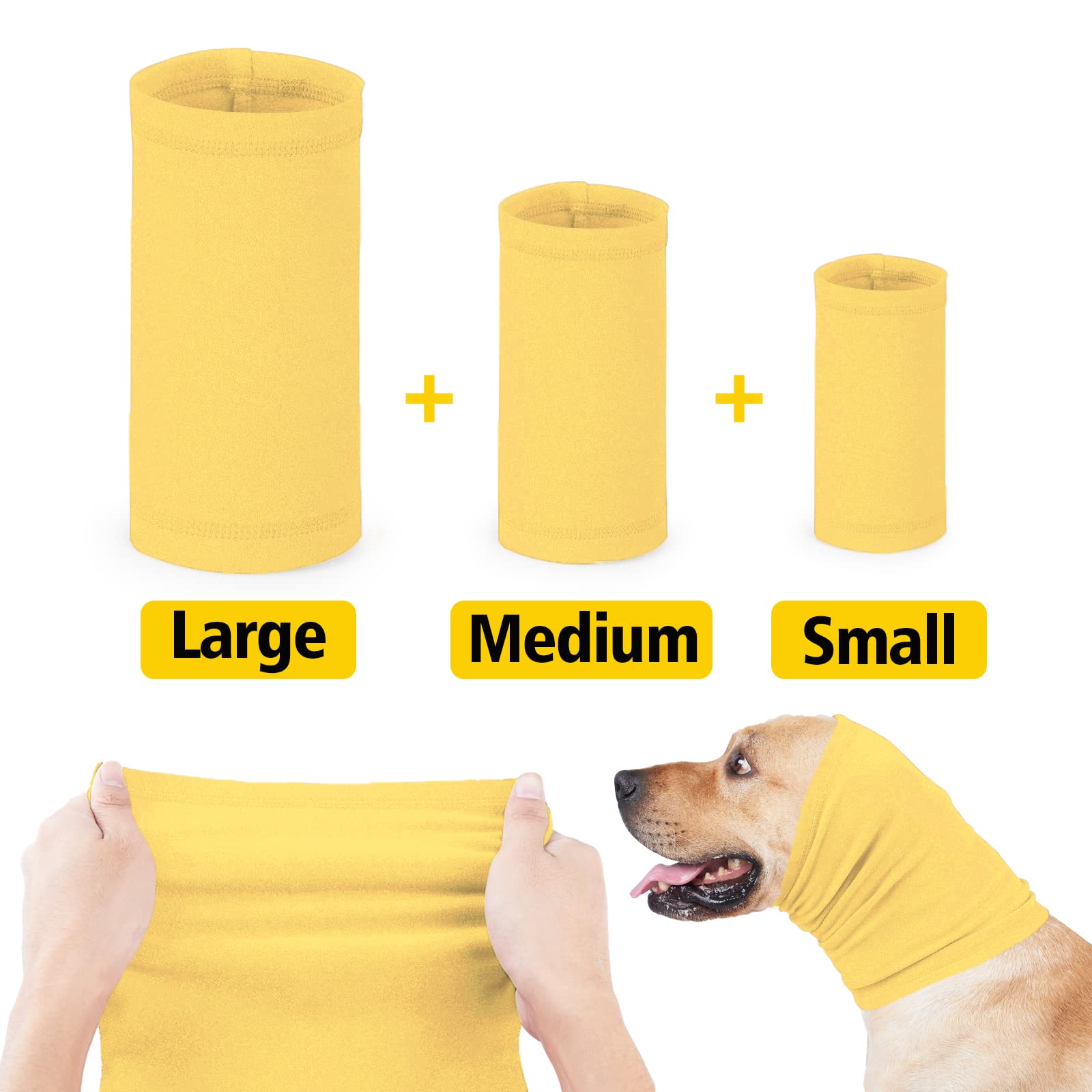 Dog Winter Hat with Ear & Neck Warmer - Soft Fleece Scarf Headband for Small Medium Large Dogs - Noise Protection for Anxiety - Yellow (Perfect for Cold Weather Walks & Outdoor Adventures)