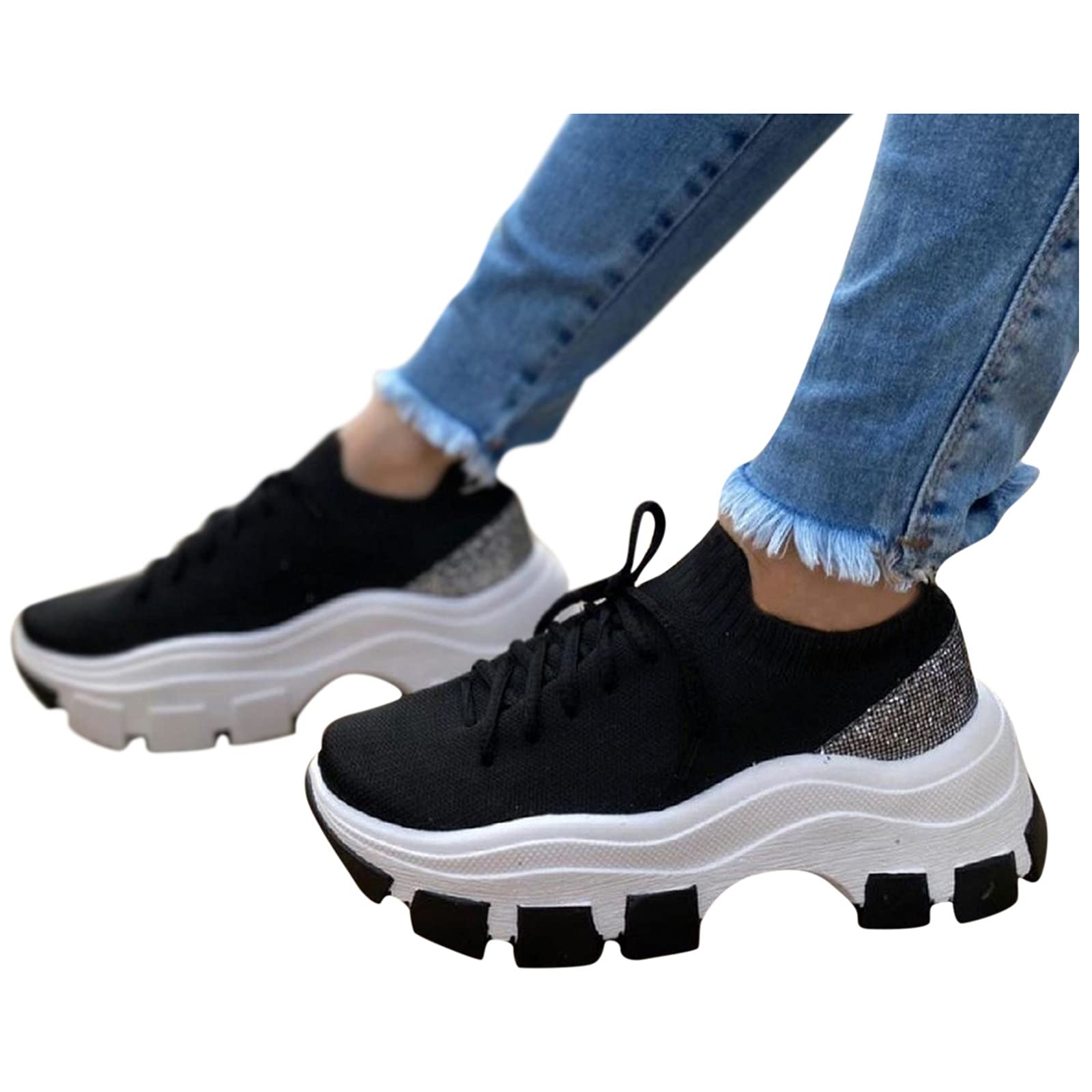 Women's Sneakers - WLCZYN Casual Lace-Up Wedge Platform Shoes | Breathable Mesh for Outdoor Walking & Running | Perfect for Workouts, Travel & Daily Wear
