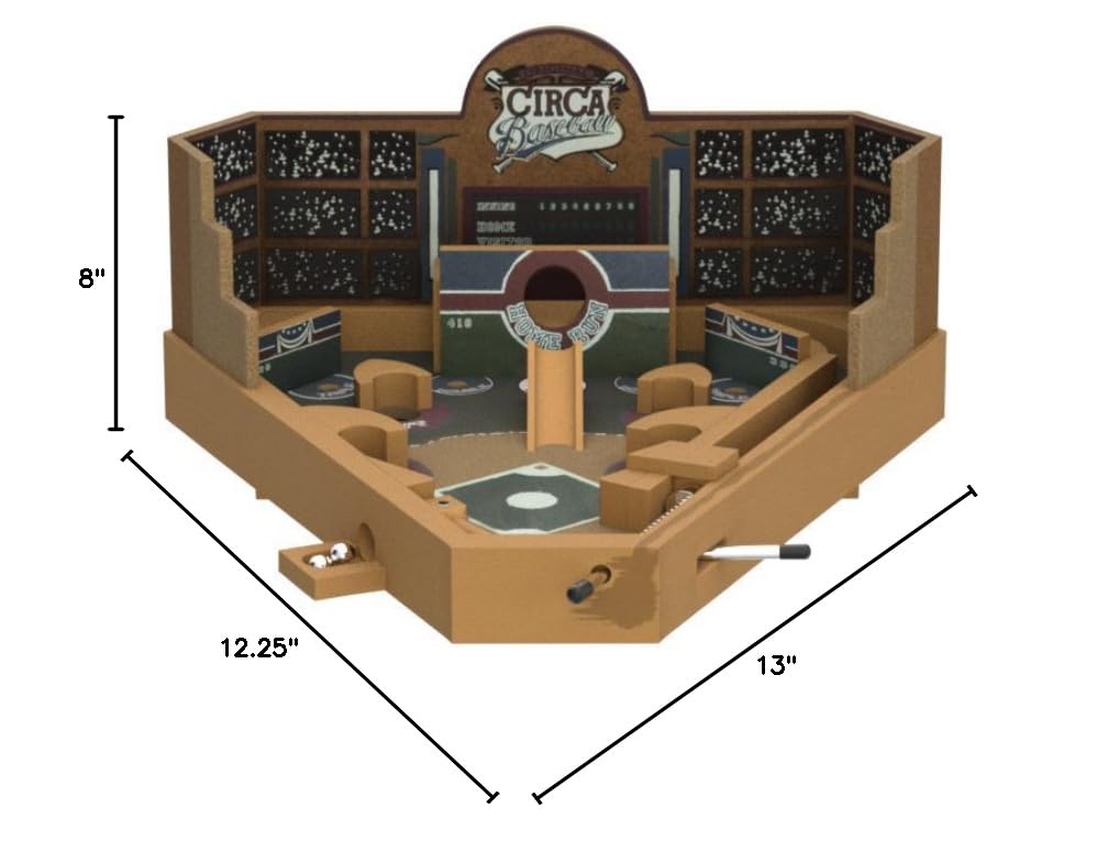 Hey Play Mini Wooden Baseball Pinball Game - Retro Arcade Toy for Adults & Kids - Fun Home & Office Decor